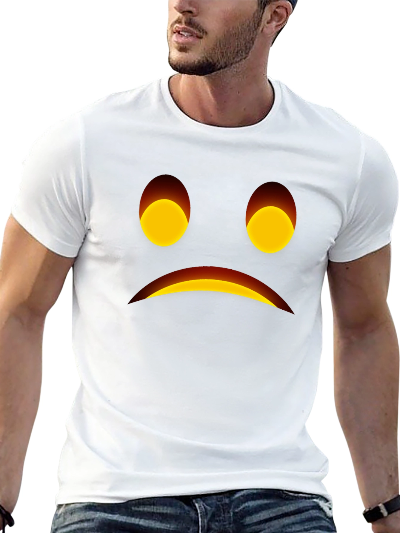 Sad Face Graphic Black T-Shirt