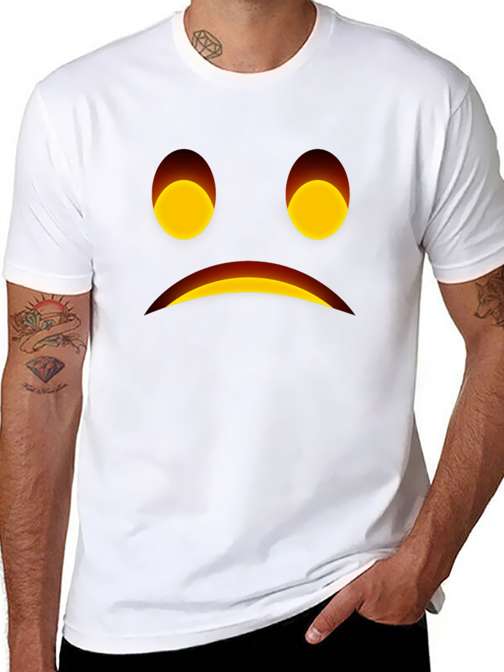 Sad Face Graphic Black T-Shirt