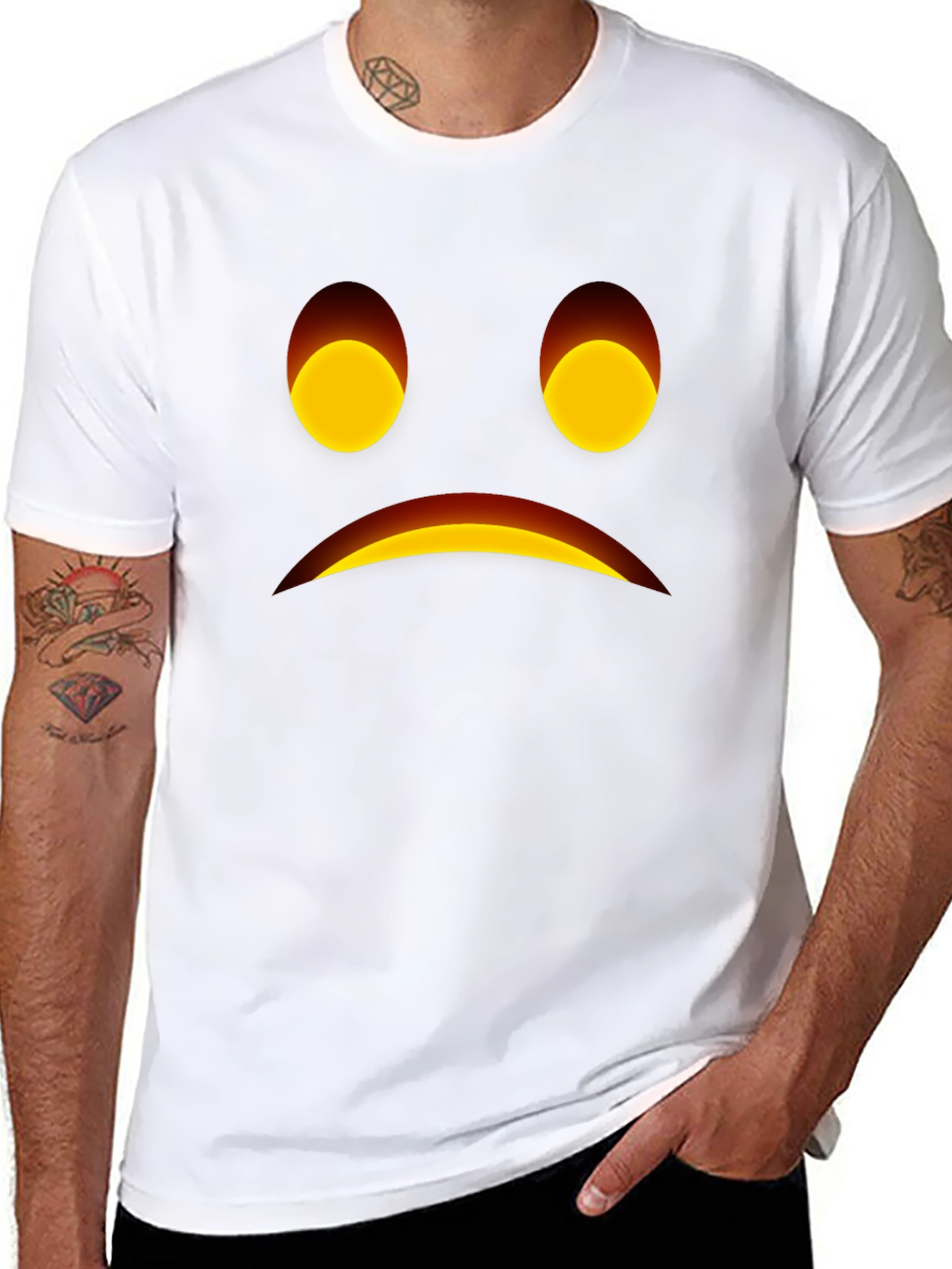 Sad Face Graphic Black T-Shirt