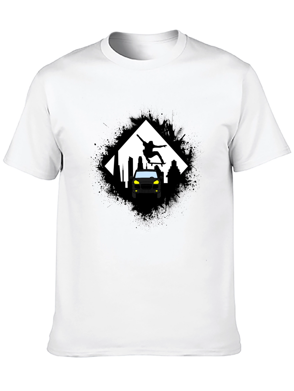 Skateboarding Car Black T-Shirt