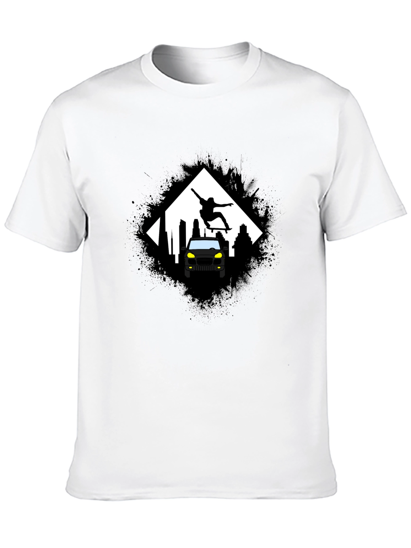 Skateboarding Car Black T-Shirt