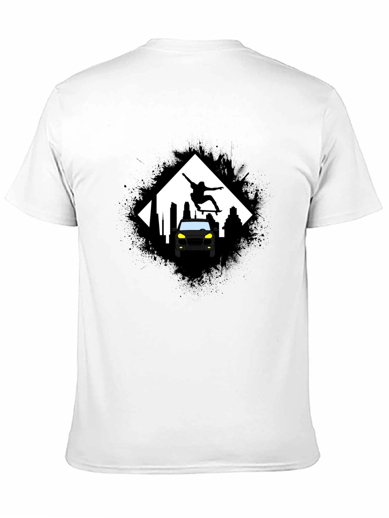 Skateboarding Car Black T-Shirt