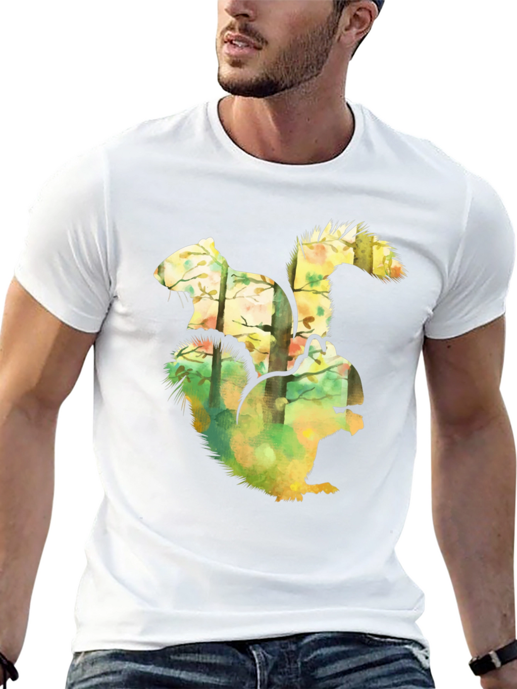 Squirrel Forest Graphic Black T-Shirt