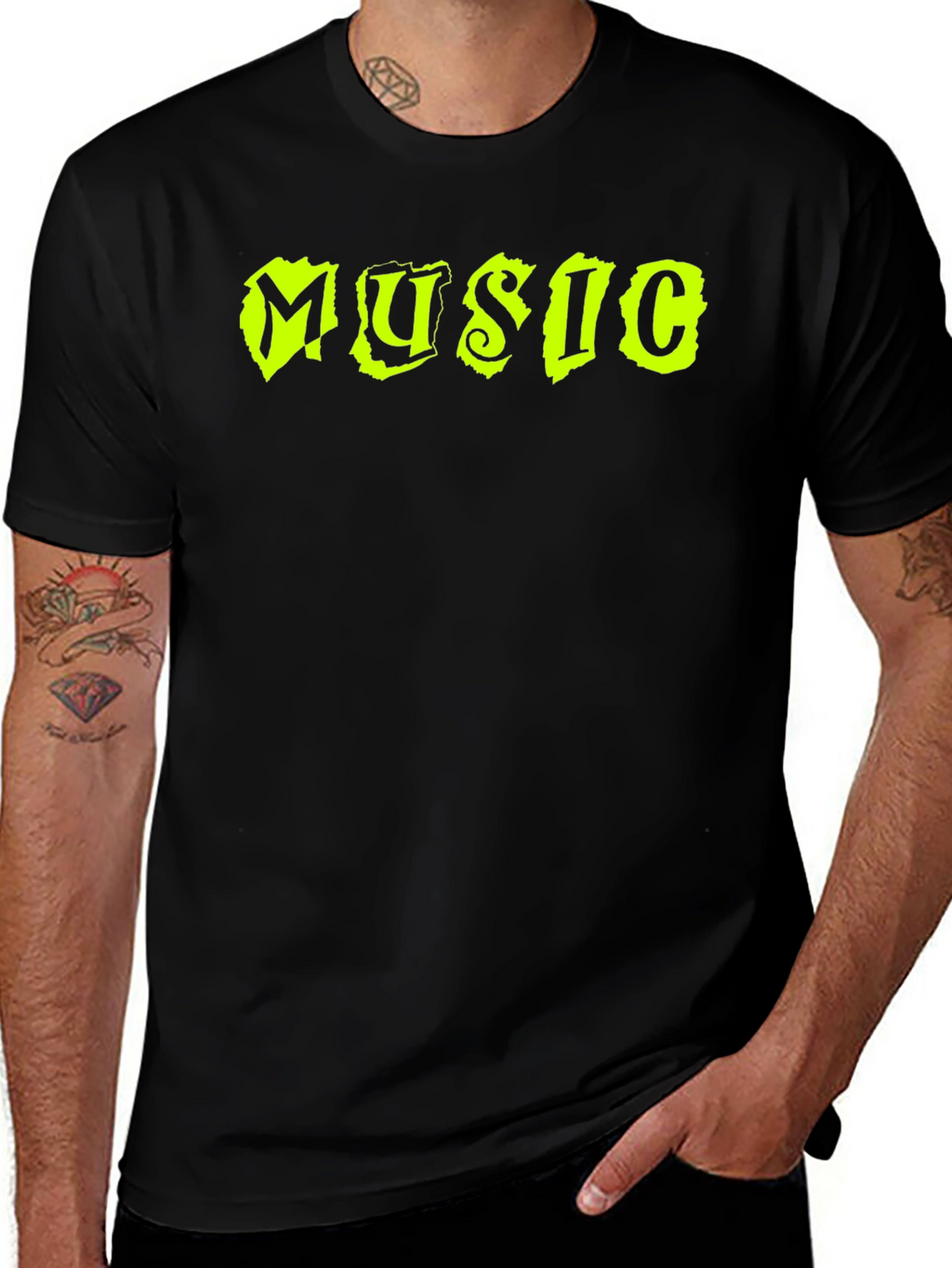 Music T-Shirt - Neon Yellow Design