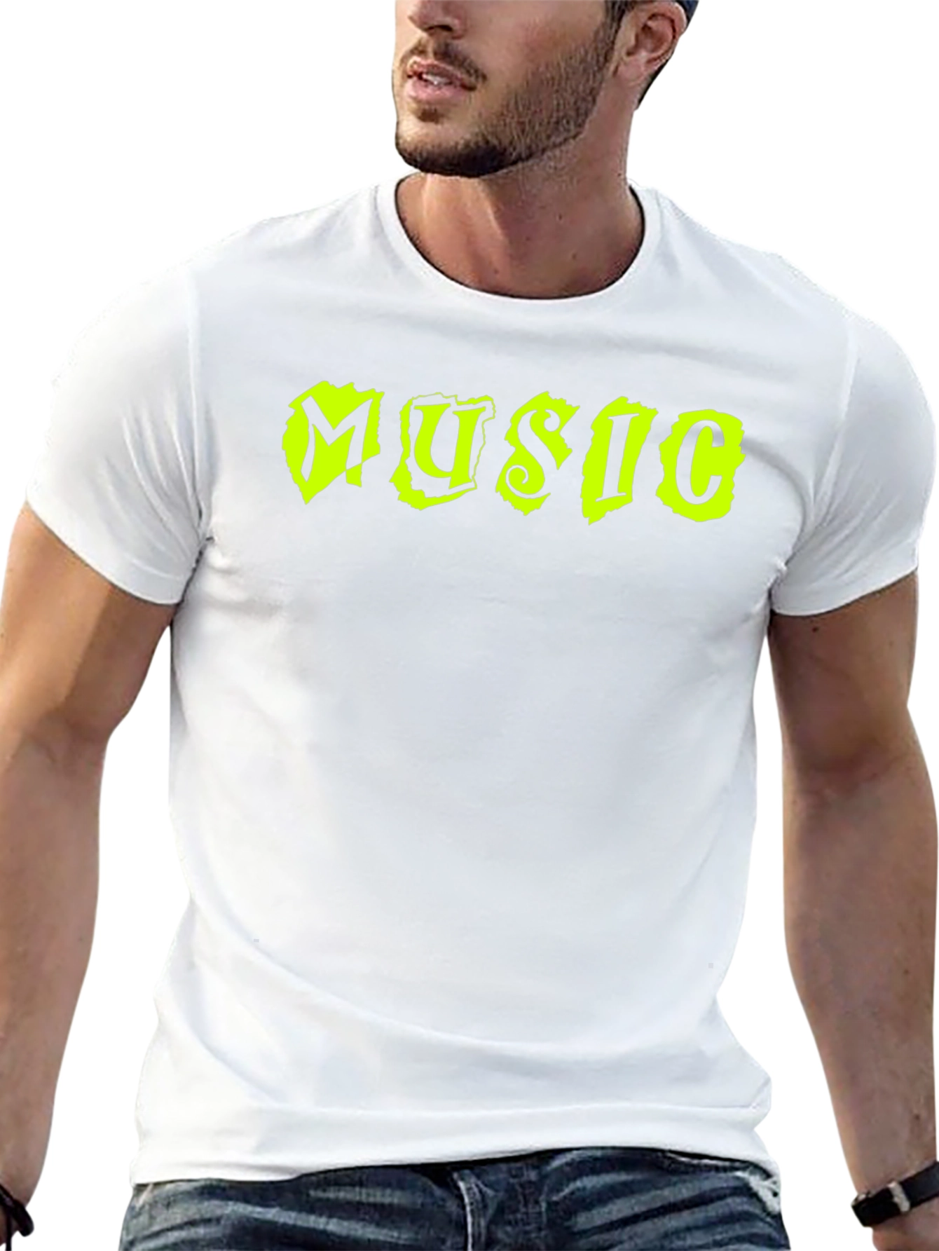 Music T-Shirt - Neon Yellow Design
