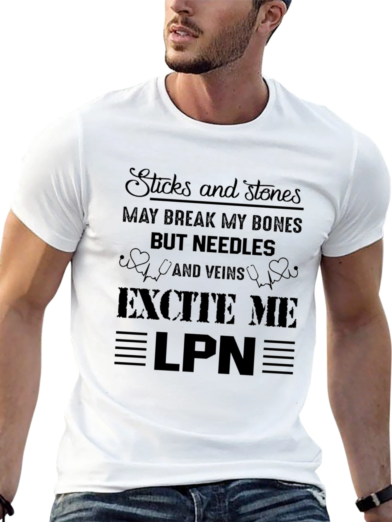 Sticks and Stones LPN T-Shirt - Novelty Nurse Tee
