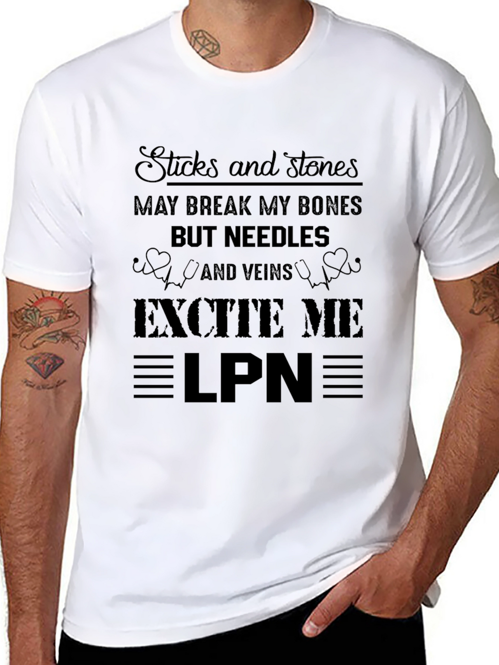Sticks and Stones LPN T-Shirt - Novelty Nurse Tee