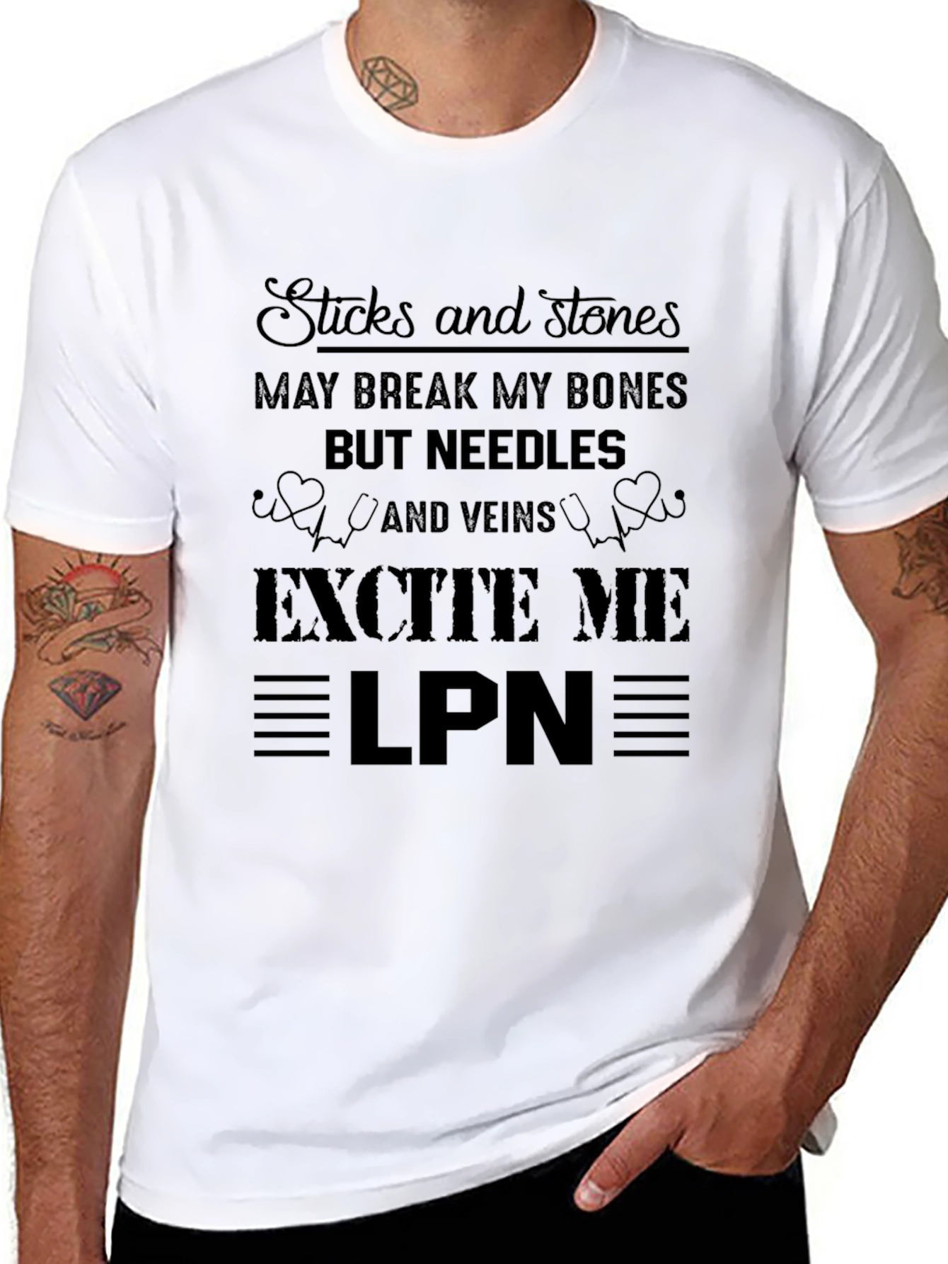 Sticks and Stones LPN T-Shirt - Novelty Nurse Tee