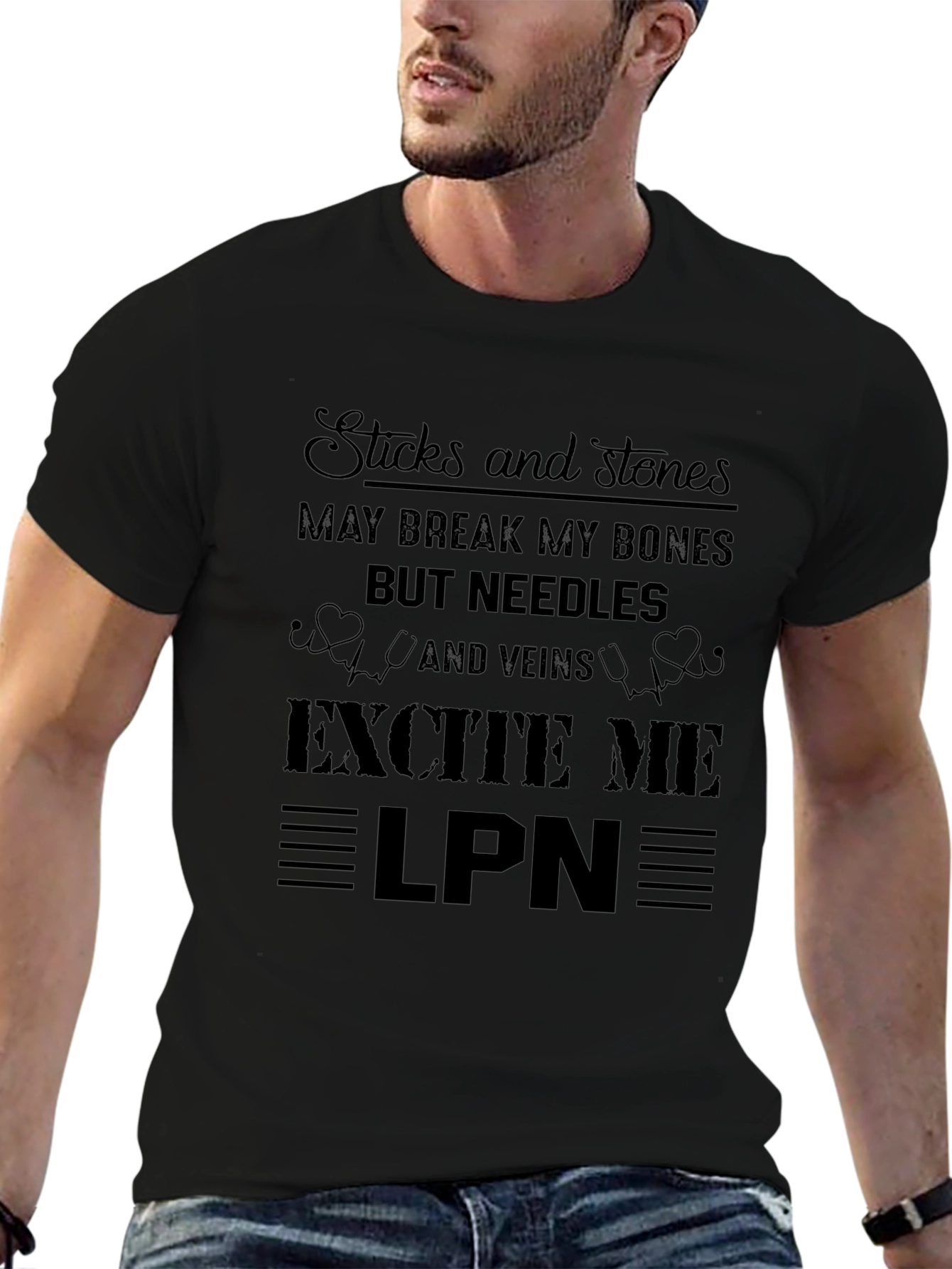 Sticks and Stones LPN T-Shirt - Novelty Nurse Tee