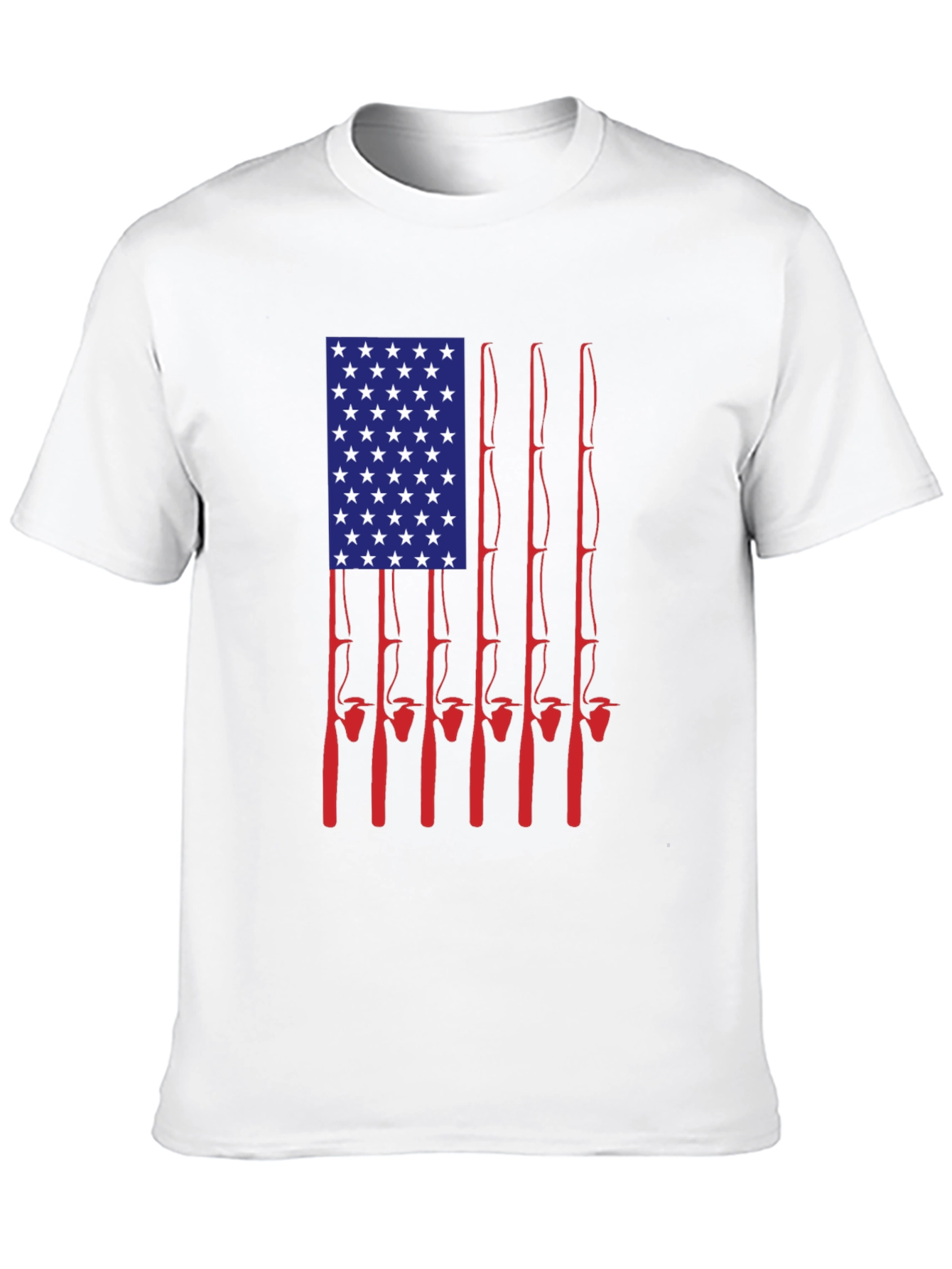 American Flag Fishing Rods Graphic Tee - Black