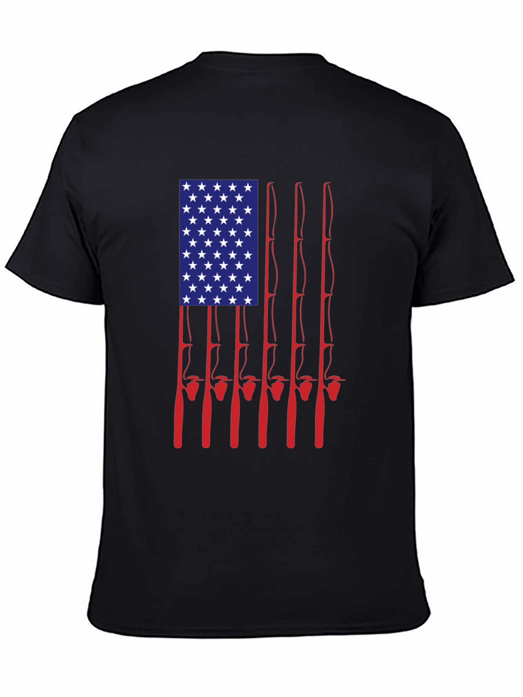 American Flag Fishing Rods Graphic Tee - Black