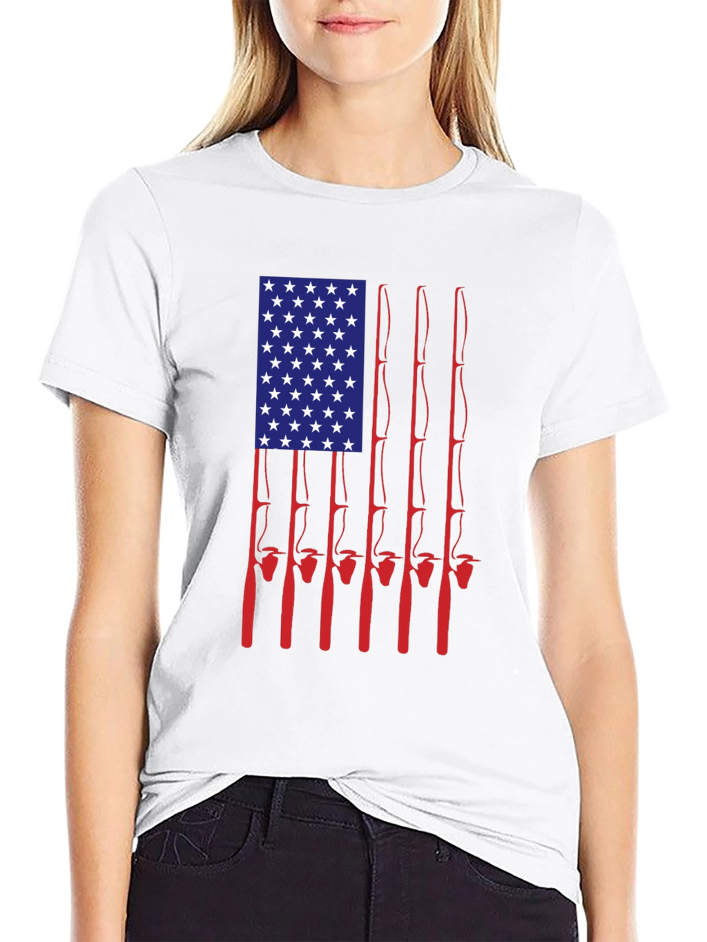 American Flag Fishing Rods Graphic Tee - Black