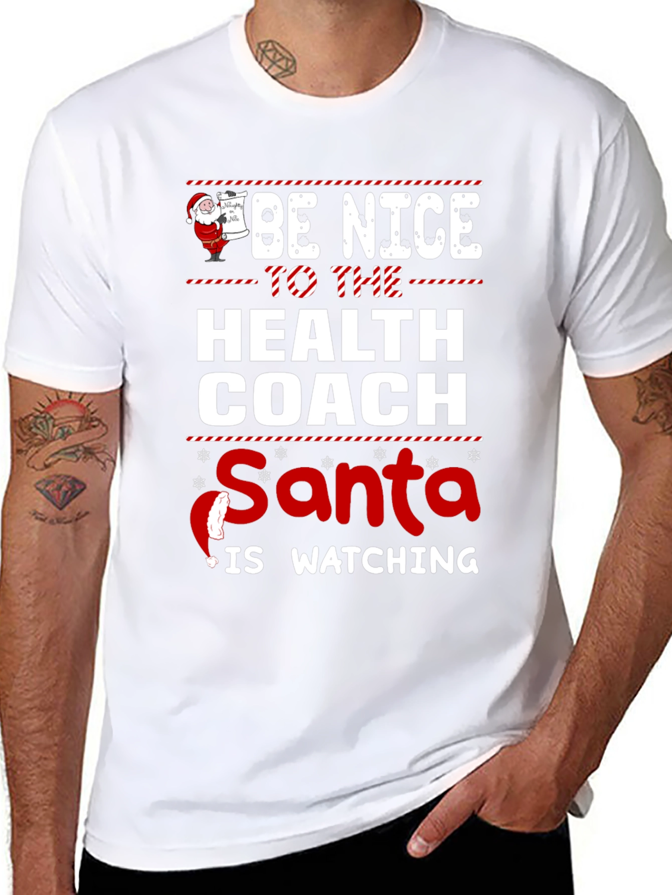 Be Nice to The Health Coach Santa T-Shirt
