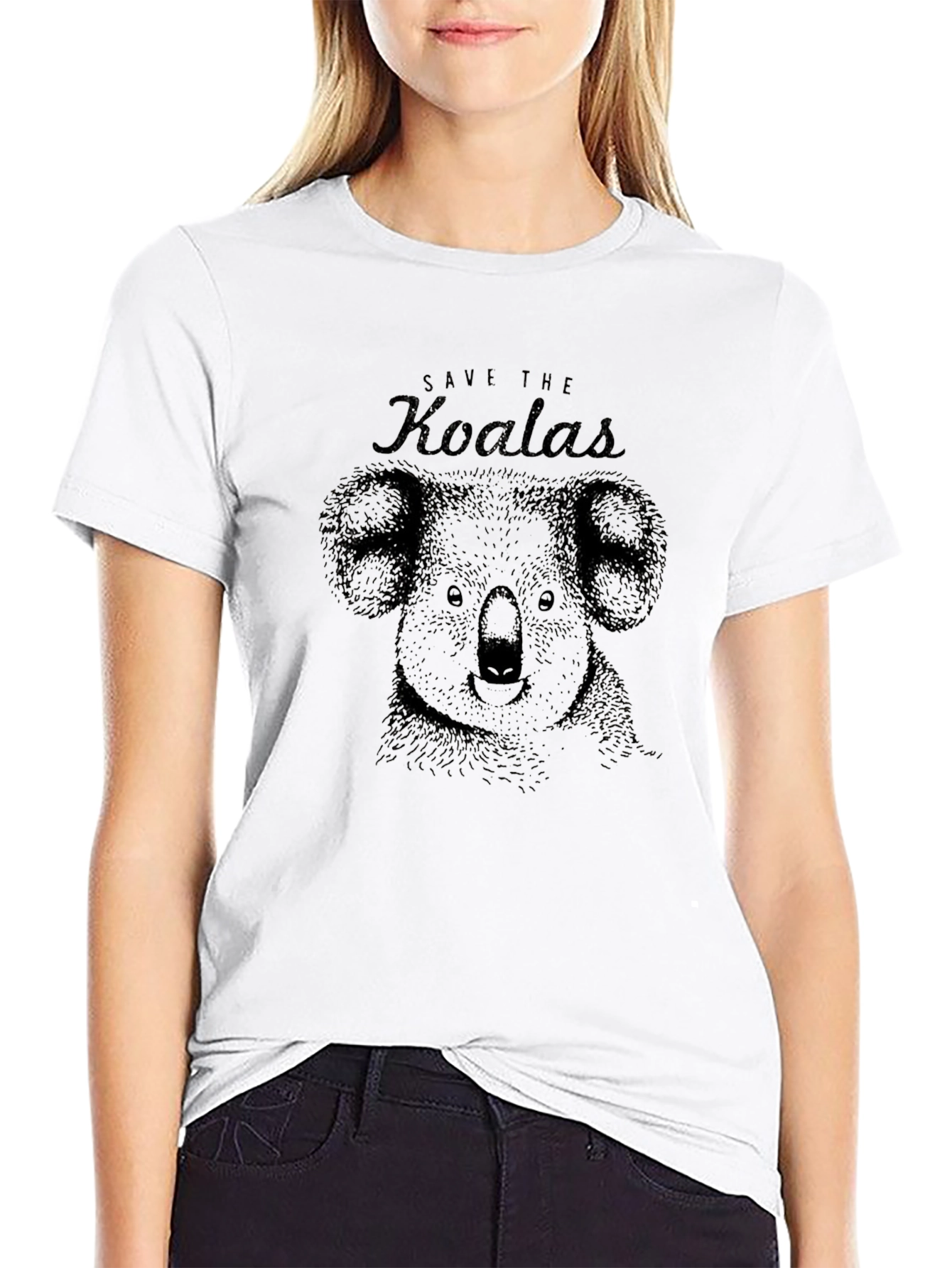 Save The Koalas Graphic Tee - Soft Black Cotton