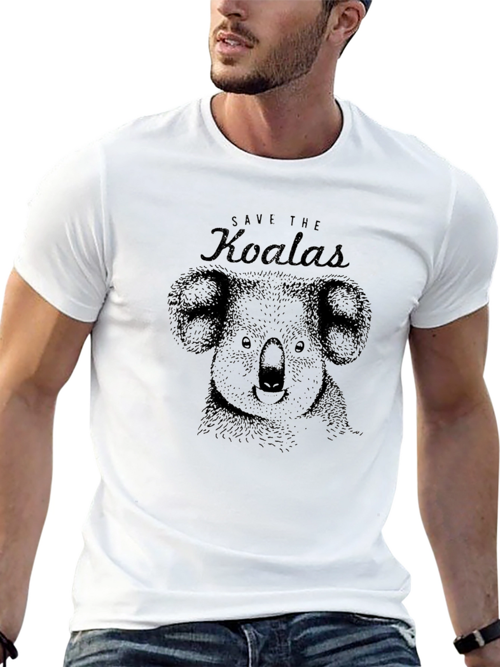Save The Koalas Graphic Tee - Soft Black Cotton