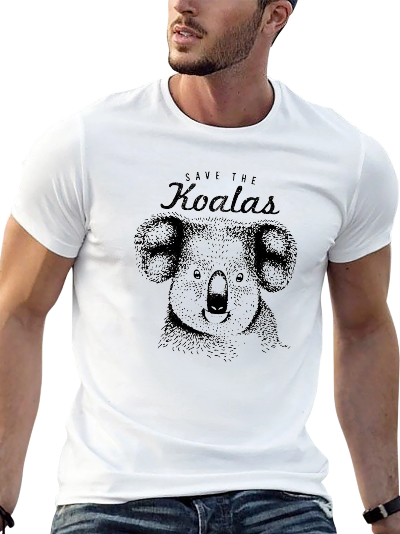 Save The Koalas Graphic Tee - Soft Black Cotton