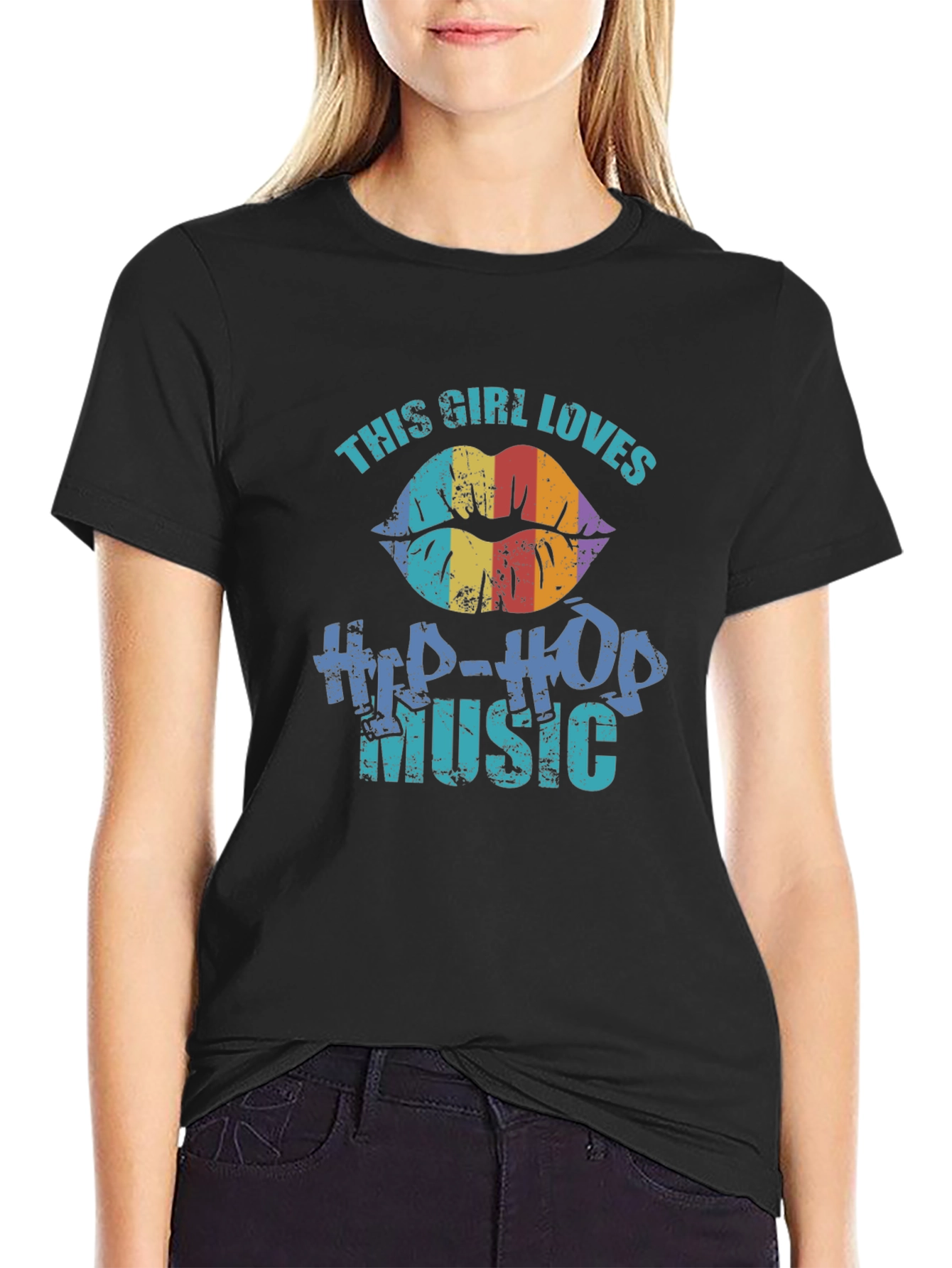 This Girl Loves Hip-Hop Music Graphic T-Shirt