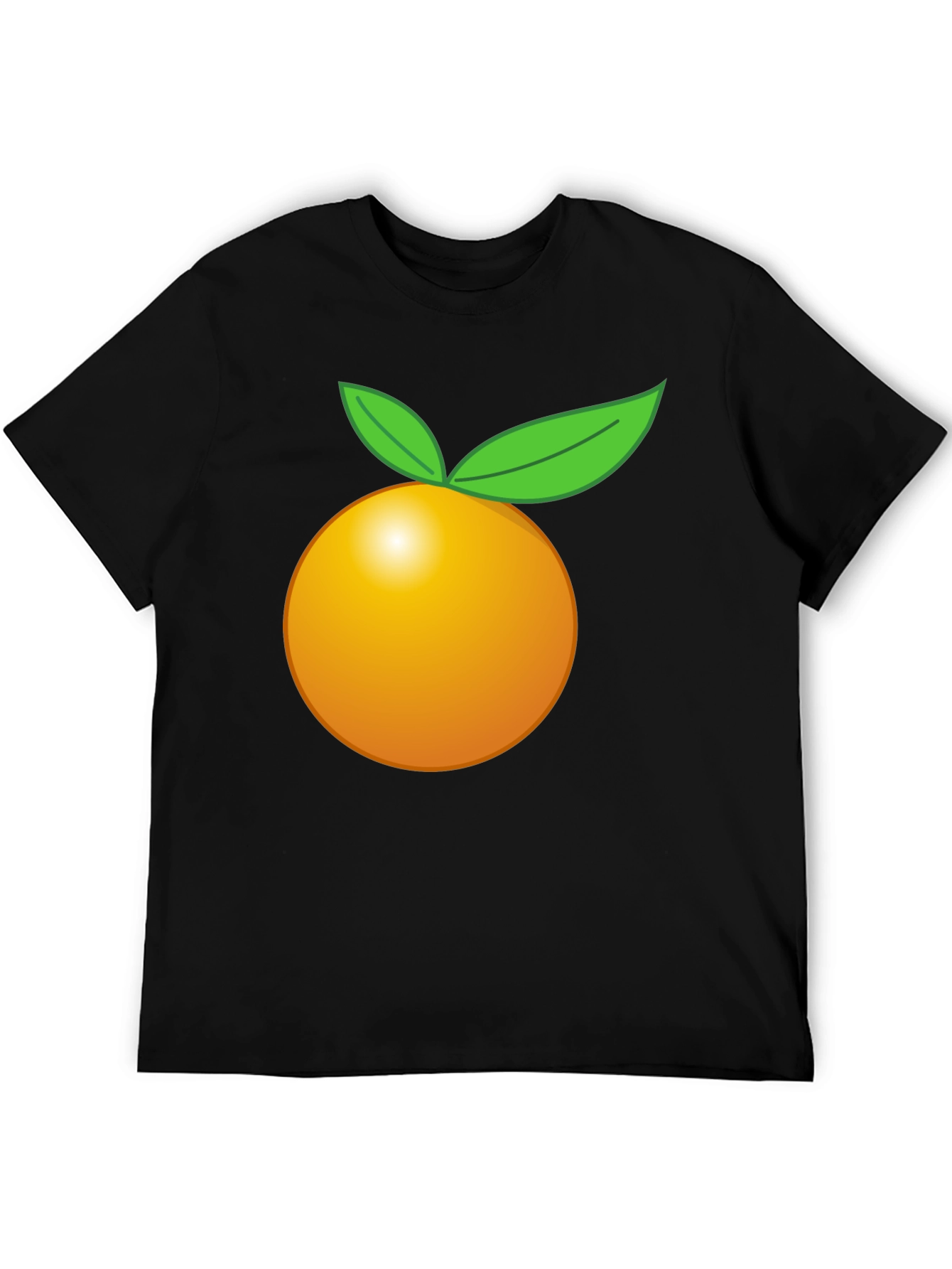Orange Fruit Graphic Black T-Shirt