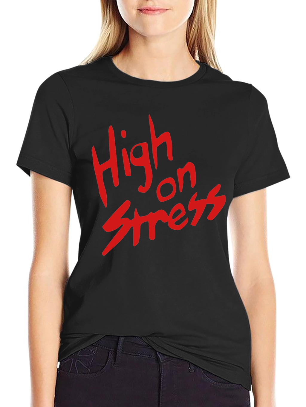 High on Stress T-Shirt - Black Casual Tee