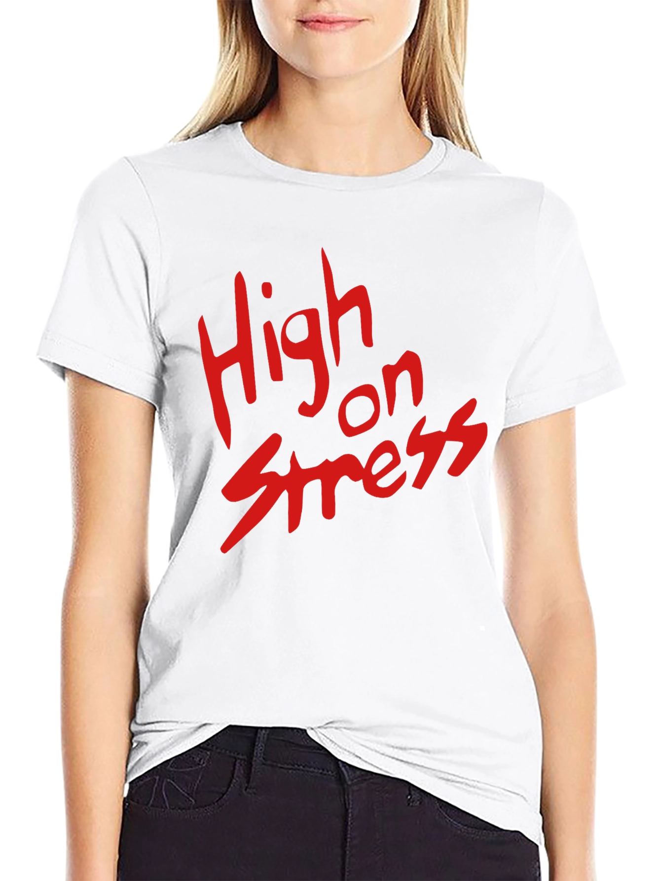 High on Stress T-Shirt - Black Casual Tee
