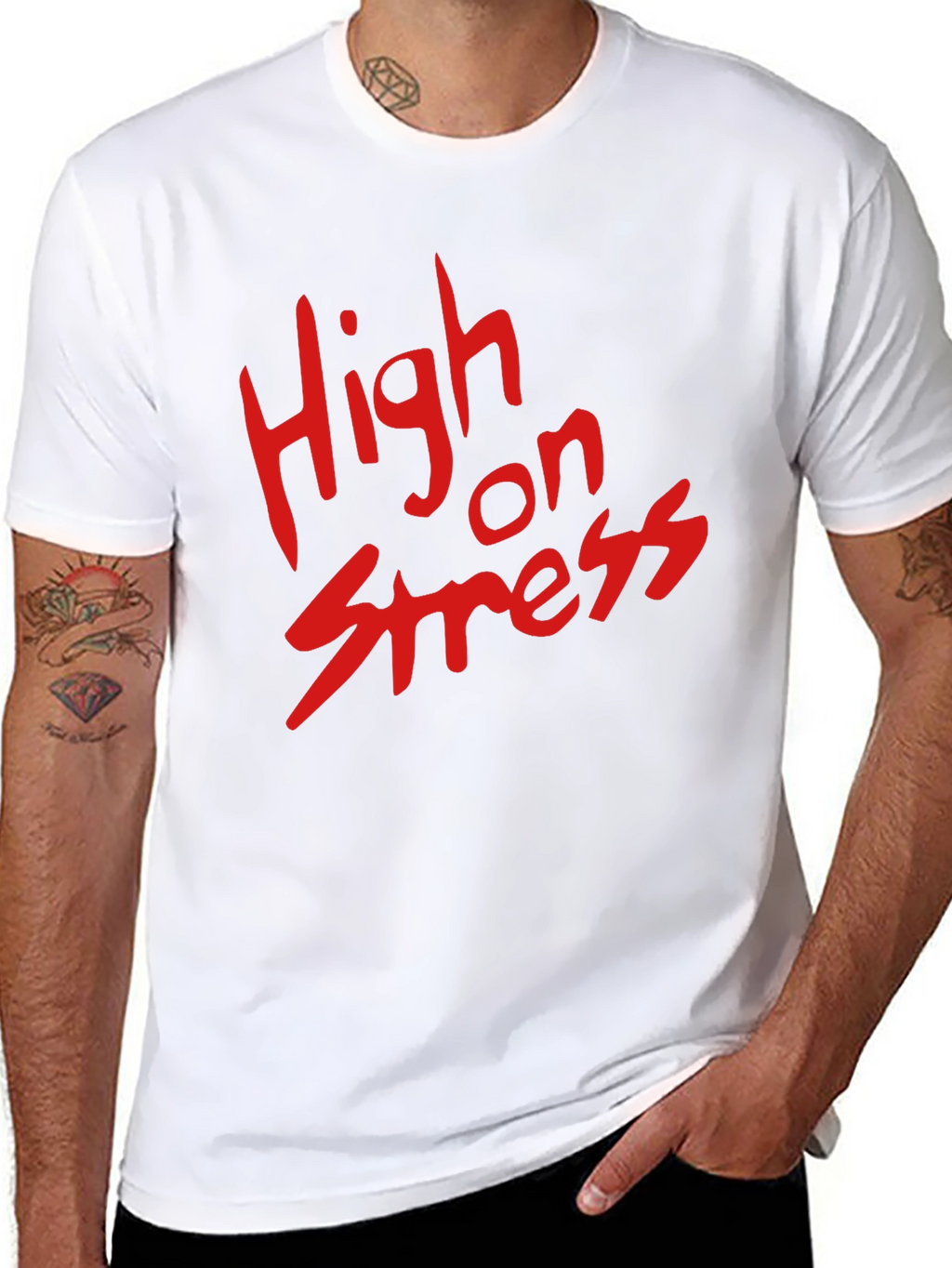 High on Stress T-Shirt - Black Casual Tee