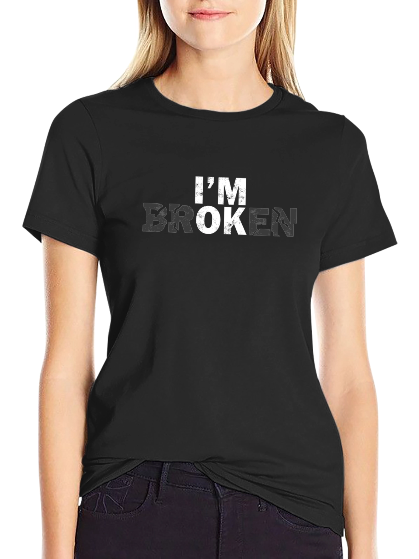 Im Broken Graphic Print Black T-Shirt
