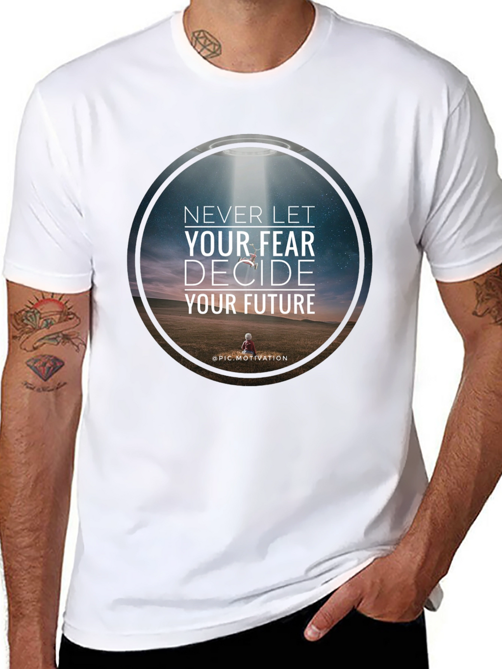 Motivational Graphic T-Shirt: Never Let Fear Decide