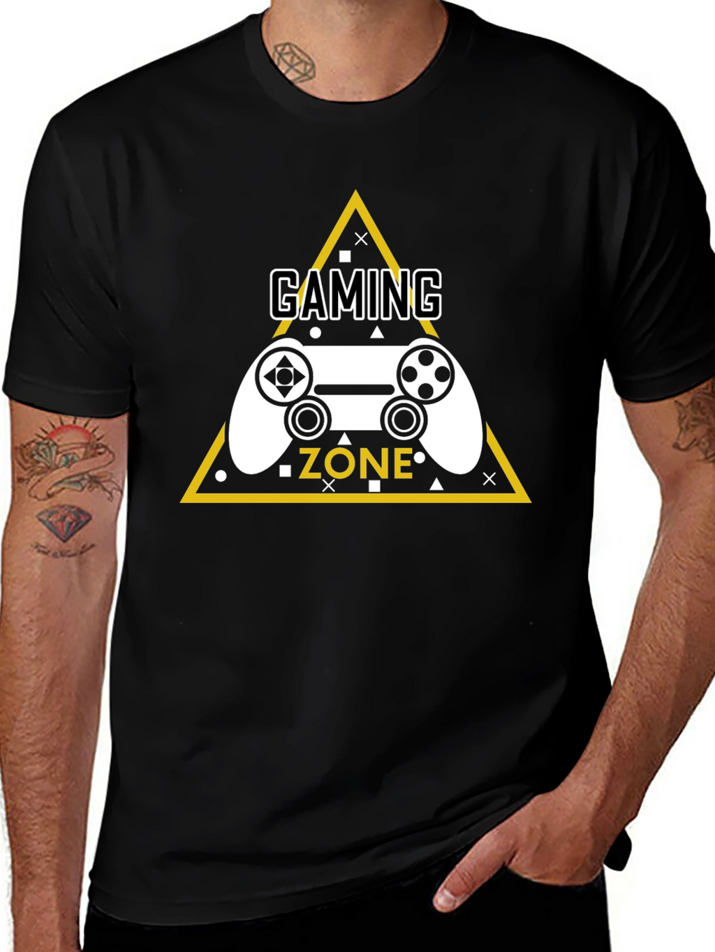 Gaming Zone Graphic Tee - Black Cotton T-Shirt