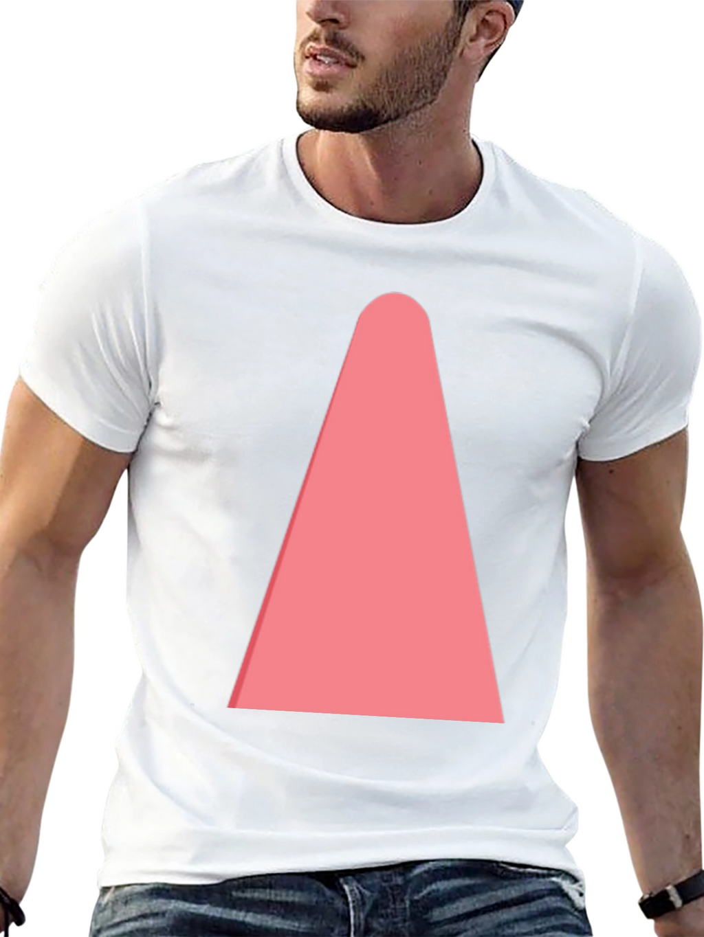 Mens Black T-Shirt with Pink Cone Design