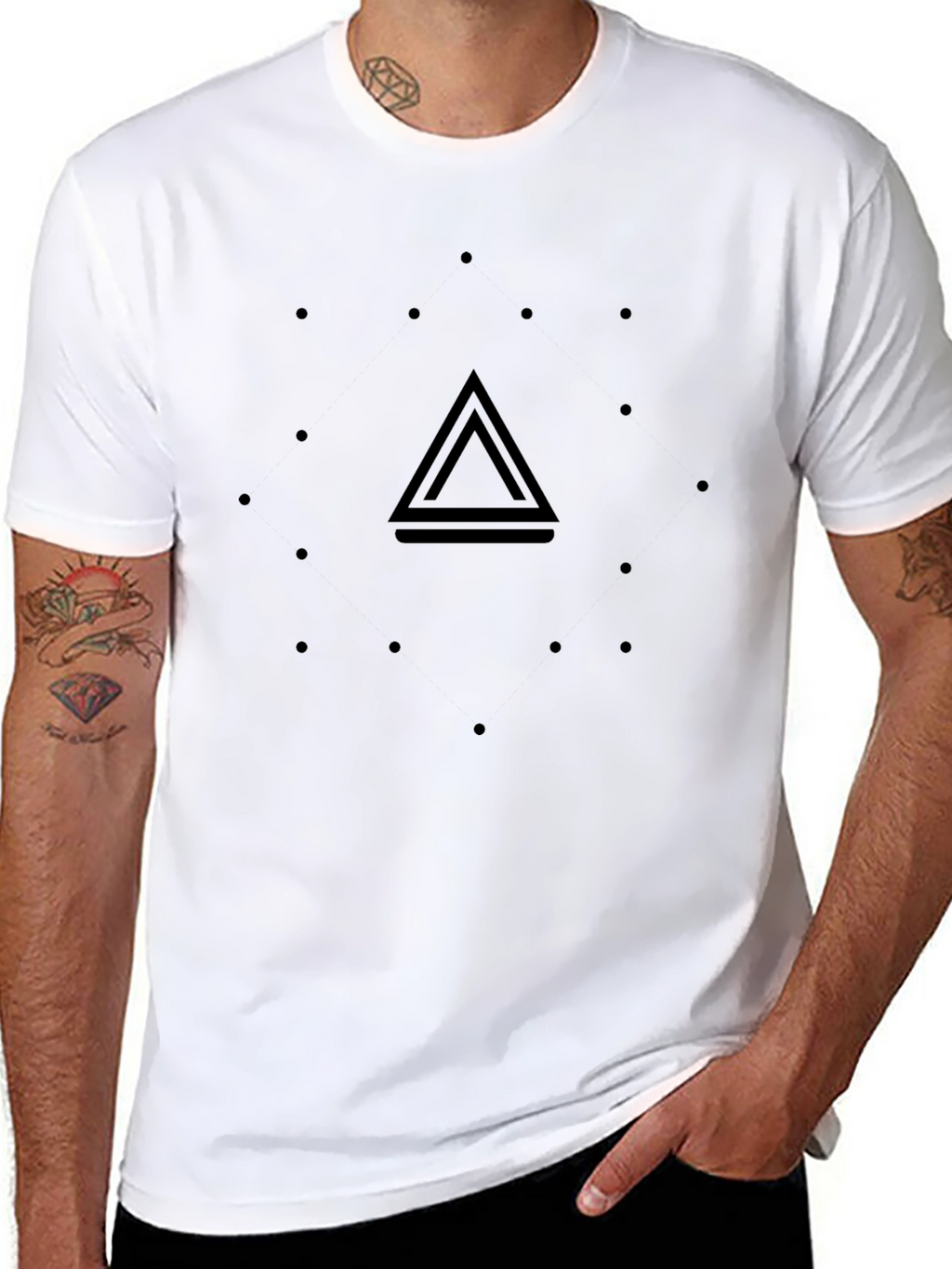 Minimalist Black T-Shirt with Geometric Design