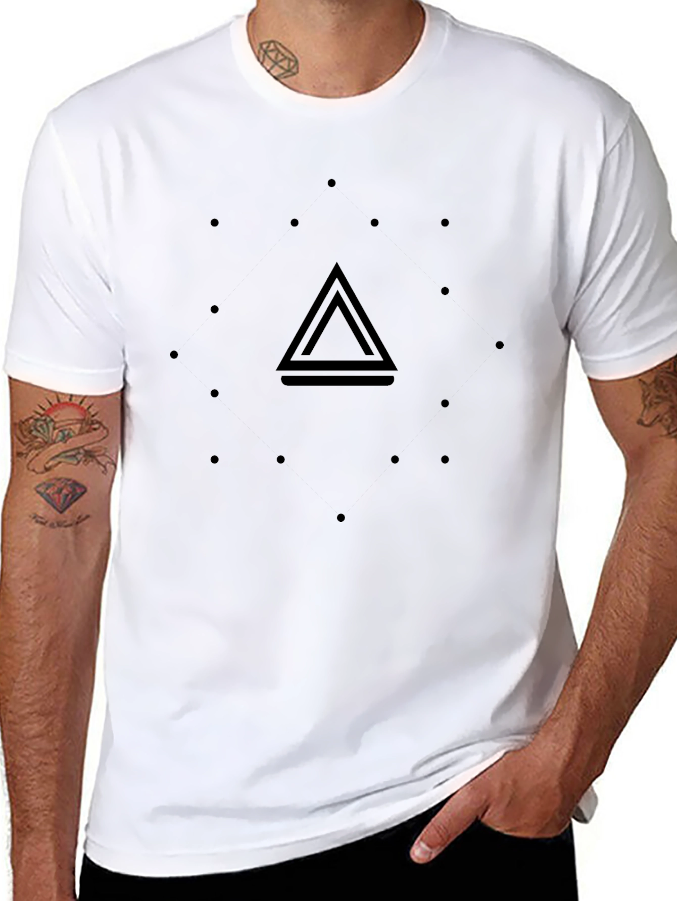 Minimalist Black T-Shirt with Geometric Design