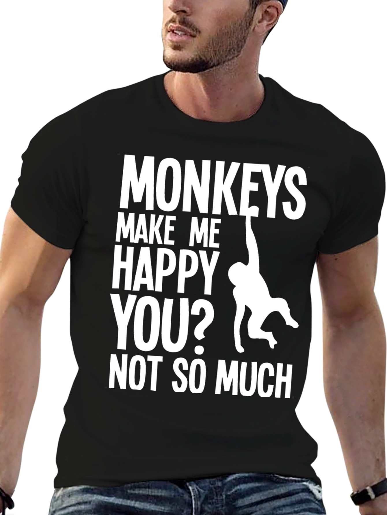Funny Monkey T-Shirt - Makes Me Happy Humor Tee