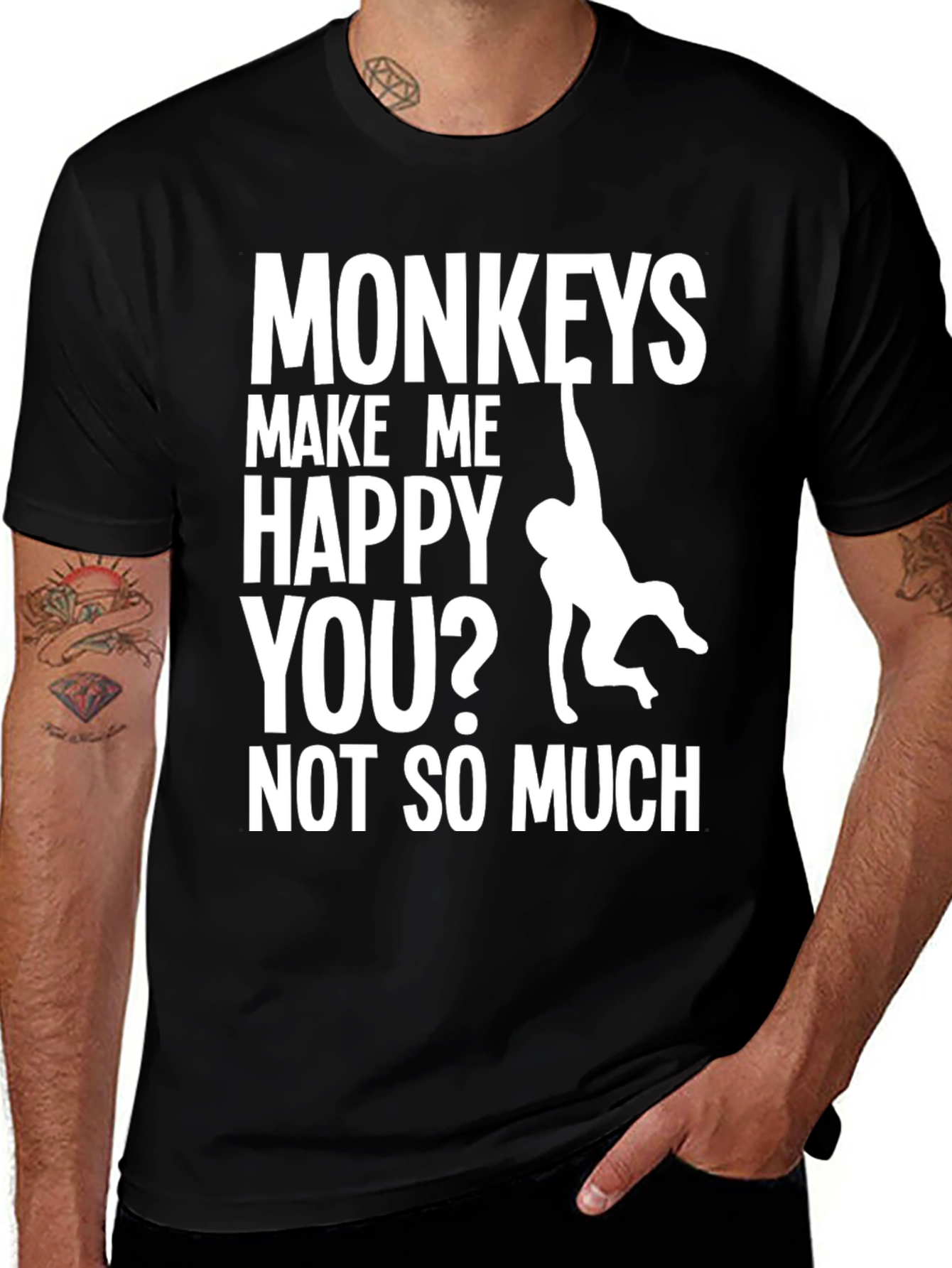 Funny Monkey T-Shirt - Makes Me Happy Humor Tee