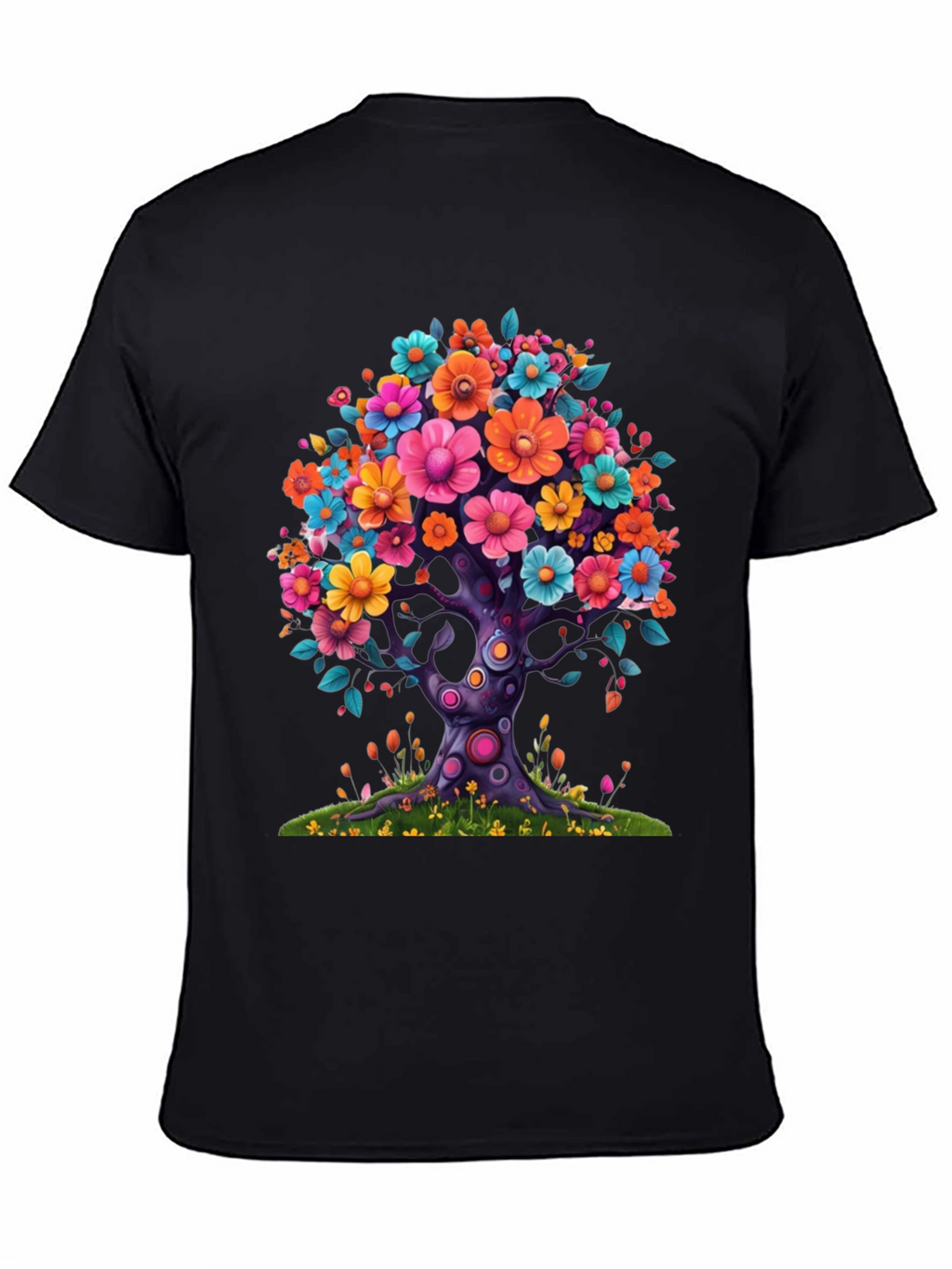 Floral Tree Graphic Black T-Shirt