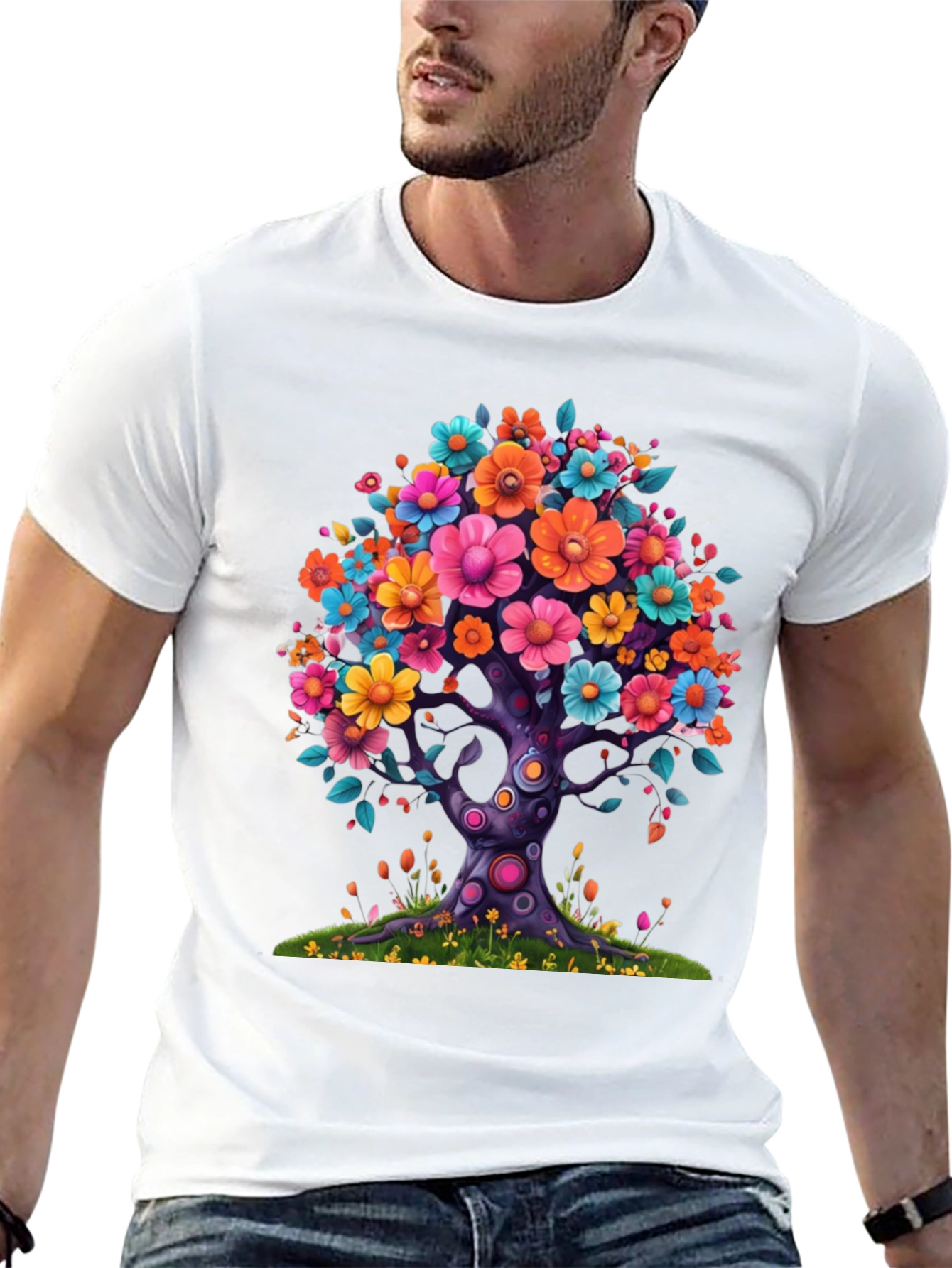 Floral Tree Graphic Black T-Shirt