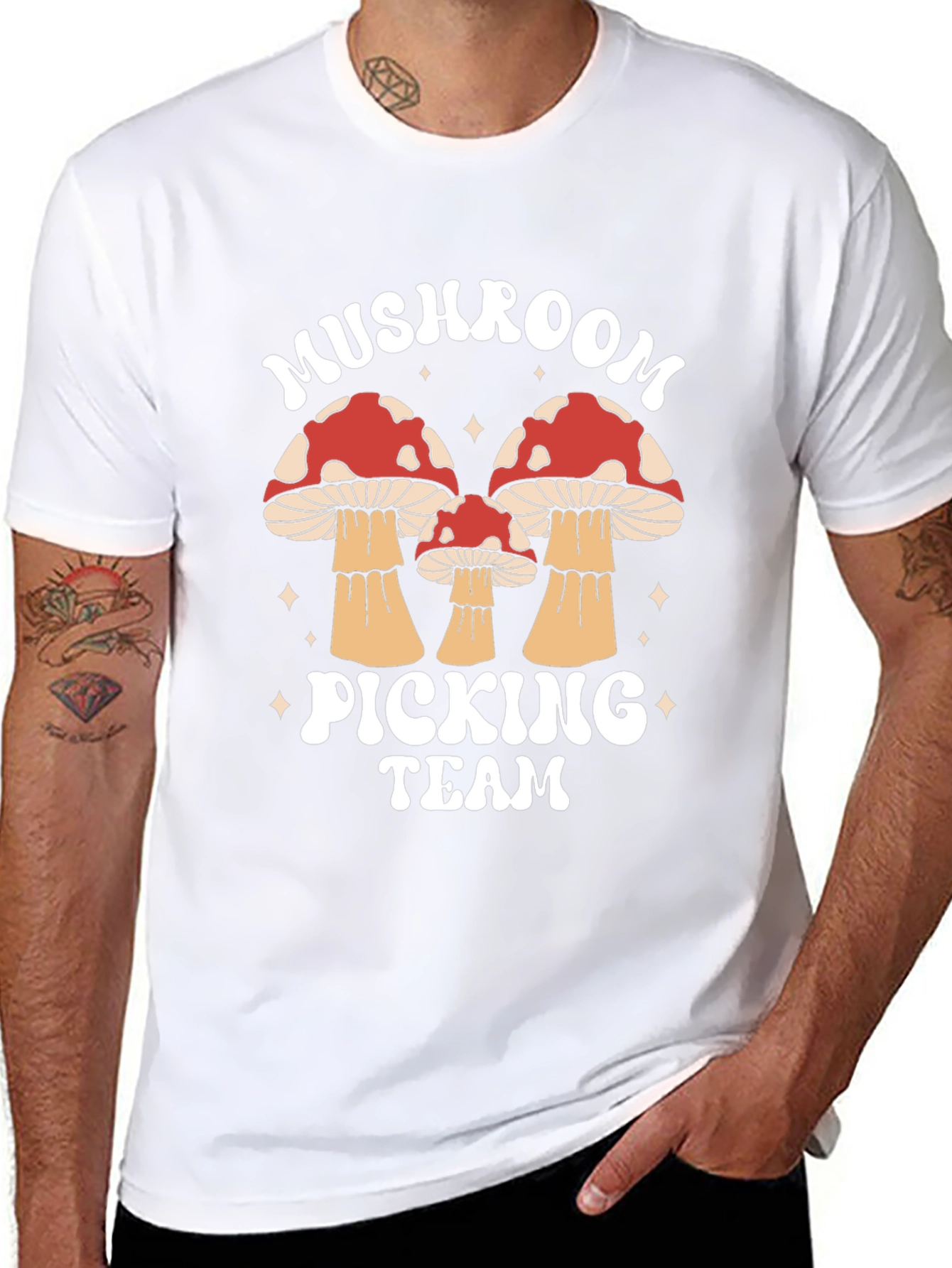 Mushroom Picking Team Graphic T-Shirt
