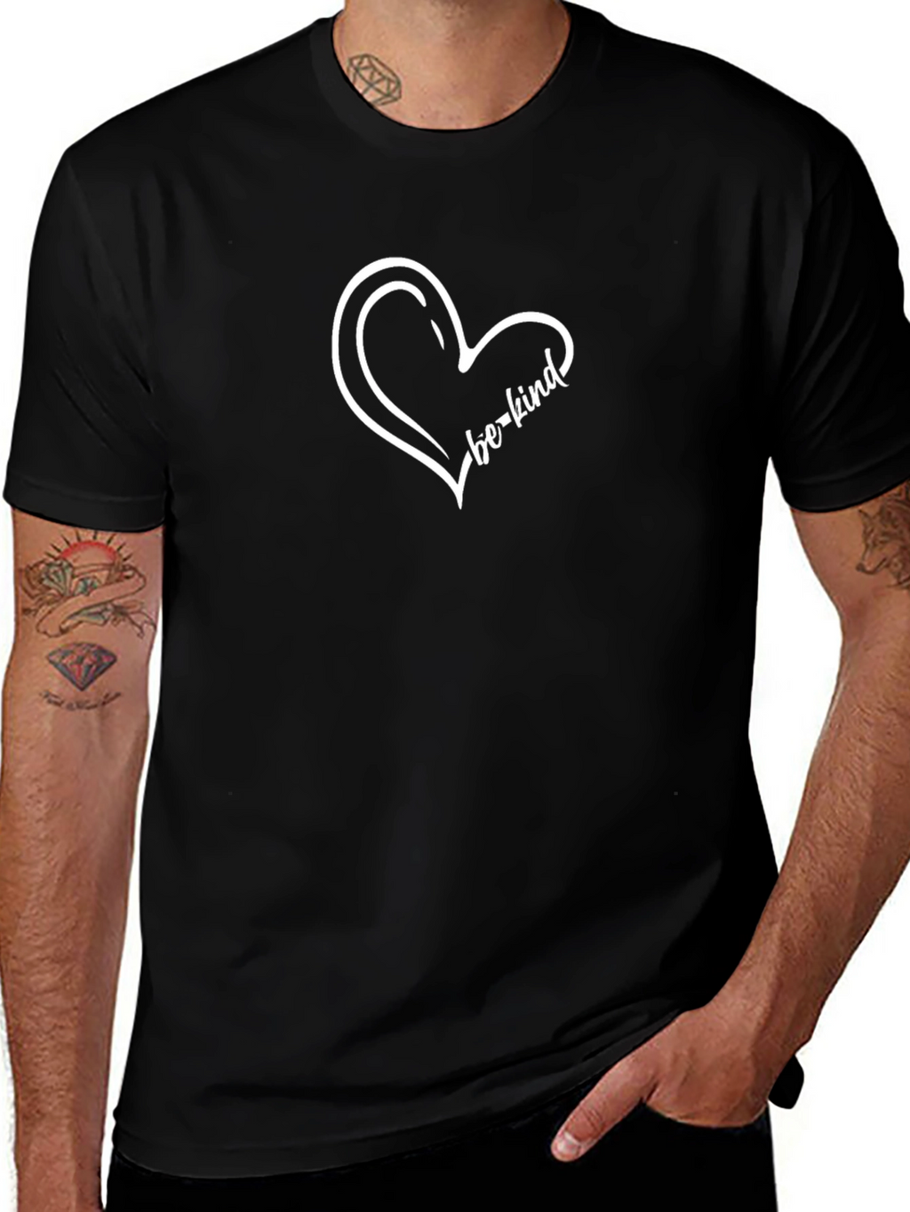 Be Kind Heart Graphic Tee - Black Unisex Shirt