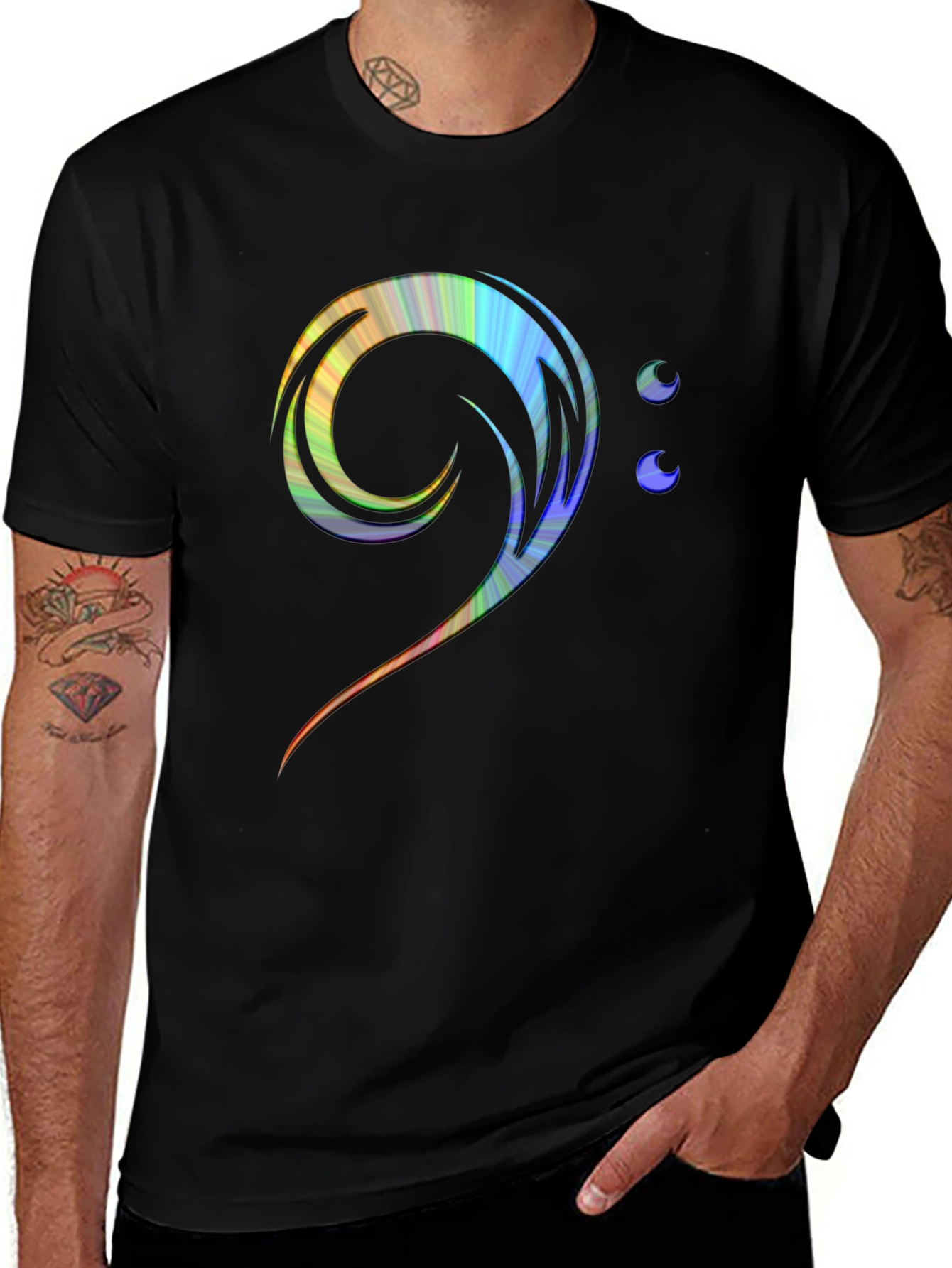 Bass Clef Rainbow T-Shirt - Music Lover Tee