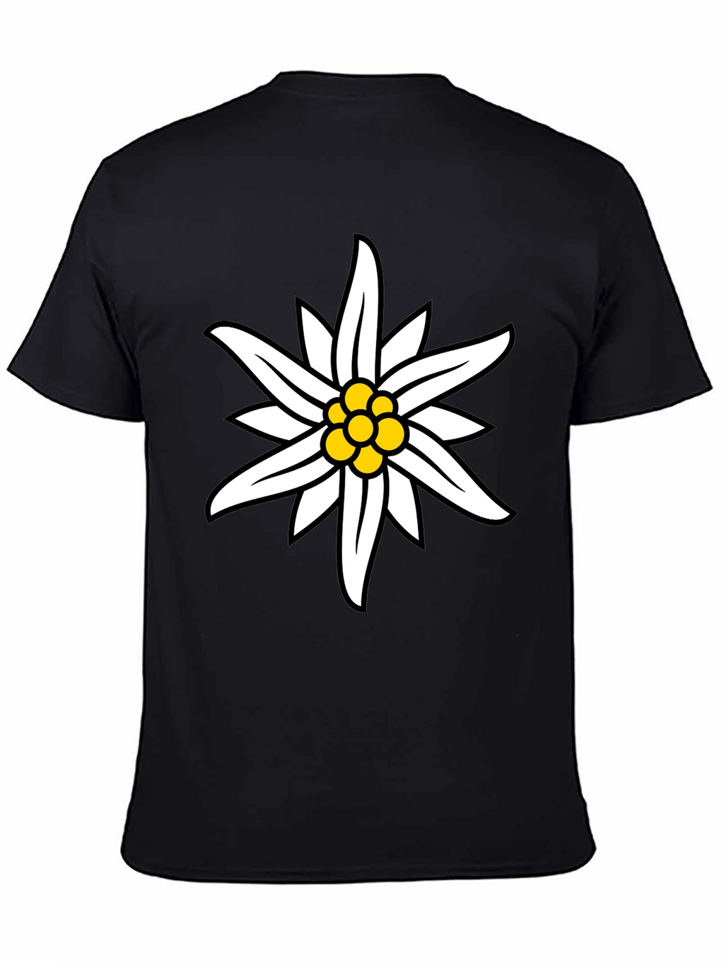 Edelweiss Flower Graphic Black T-Shirt