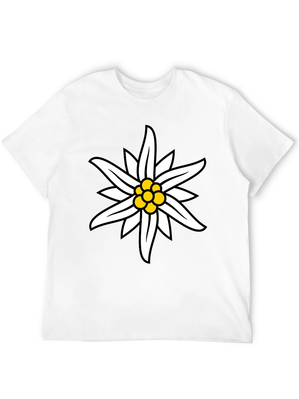 Edelweiss Flower Graphic Black T-Shirt