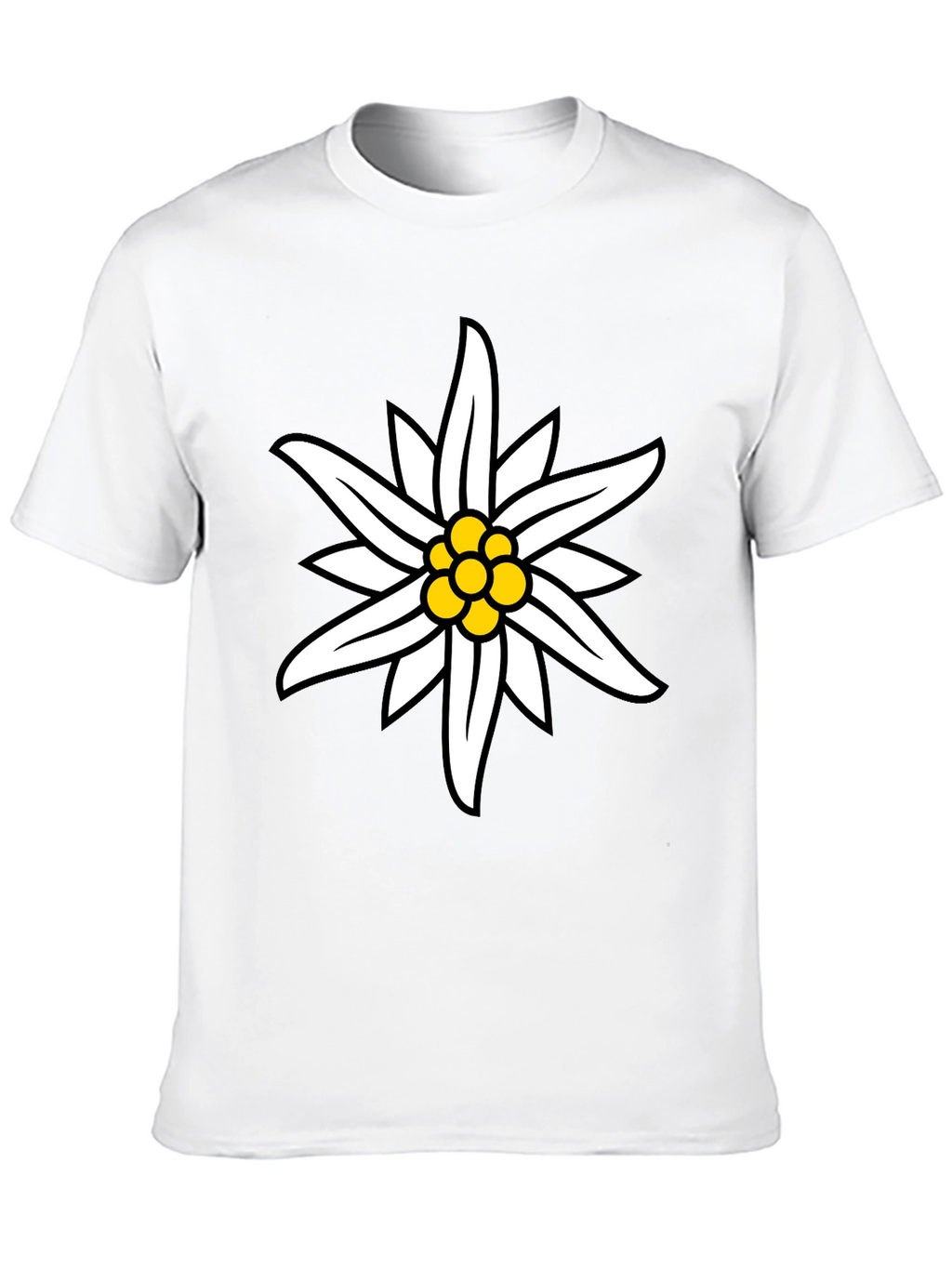 Edelweiss Flower Graphic Black T-Shirt