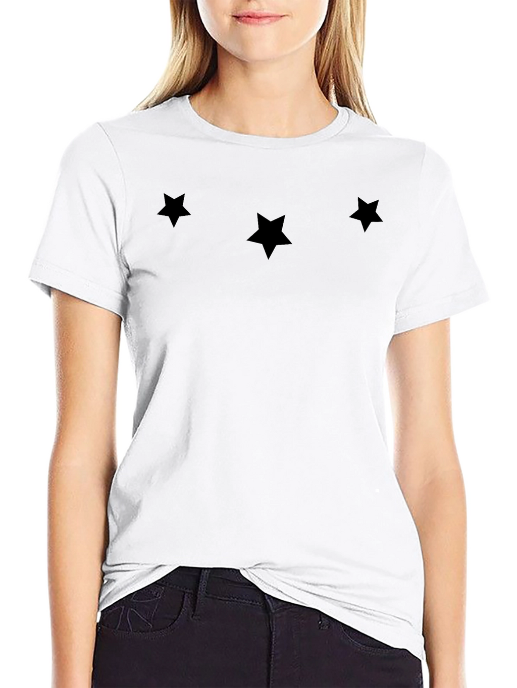 Mens Black Star Print Crew Neck T-Shirt