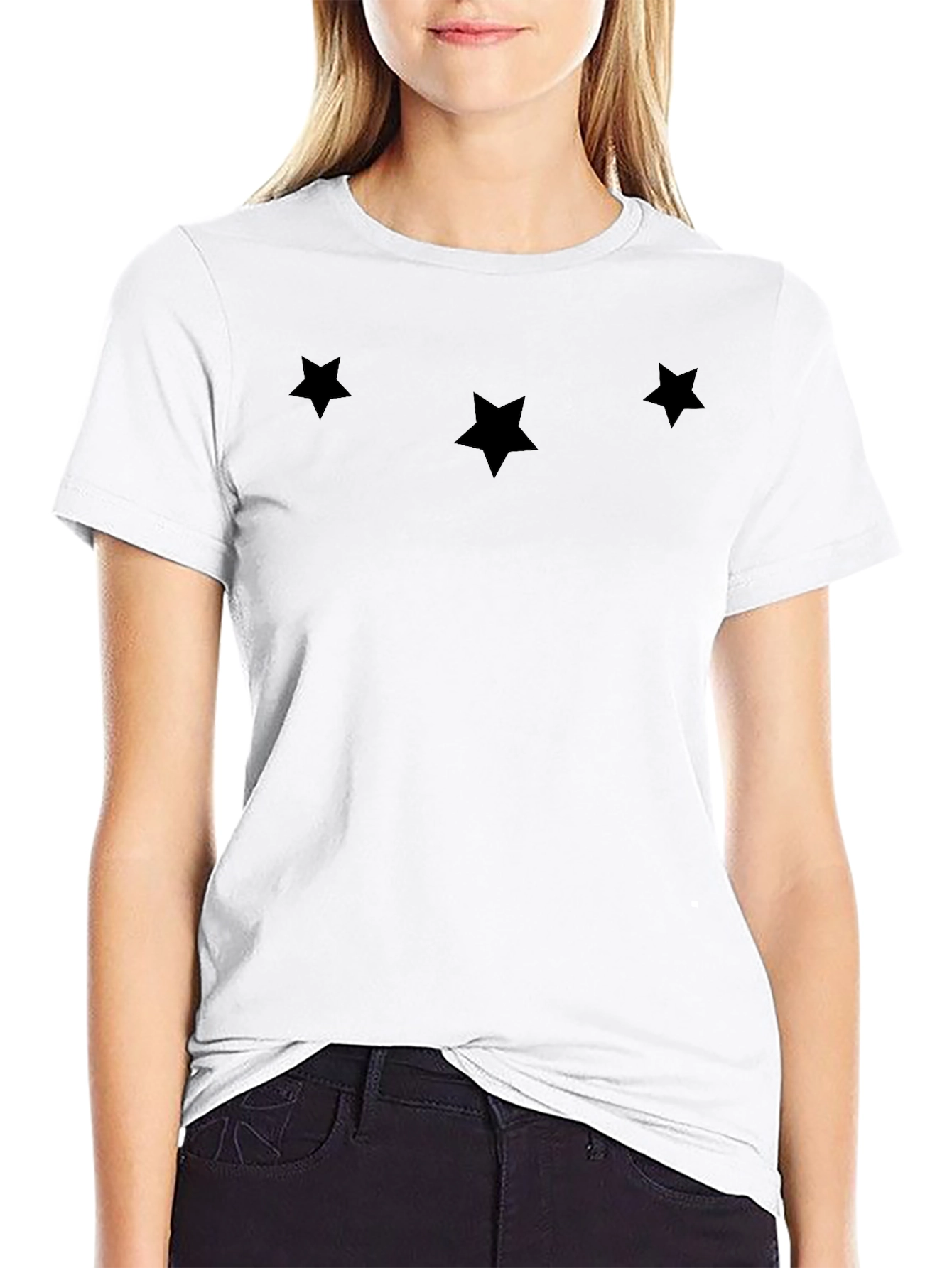 Mens Black Star Print Crew Neck T-Shirt