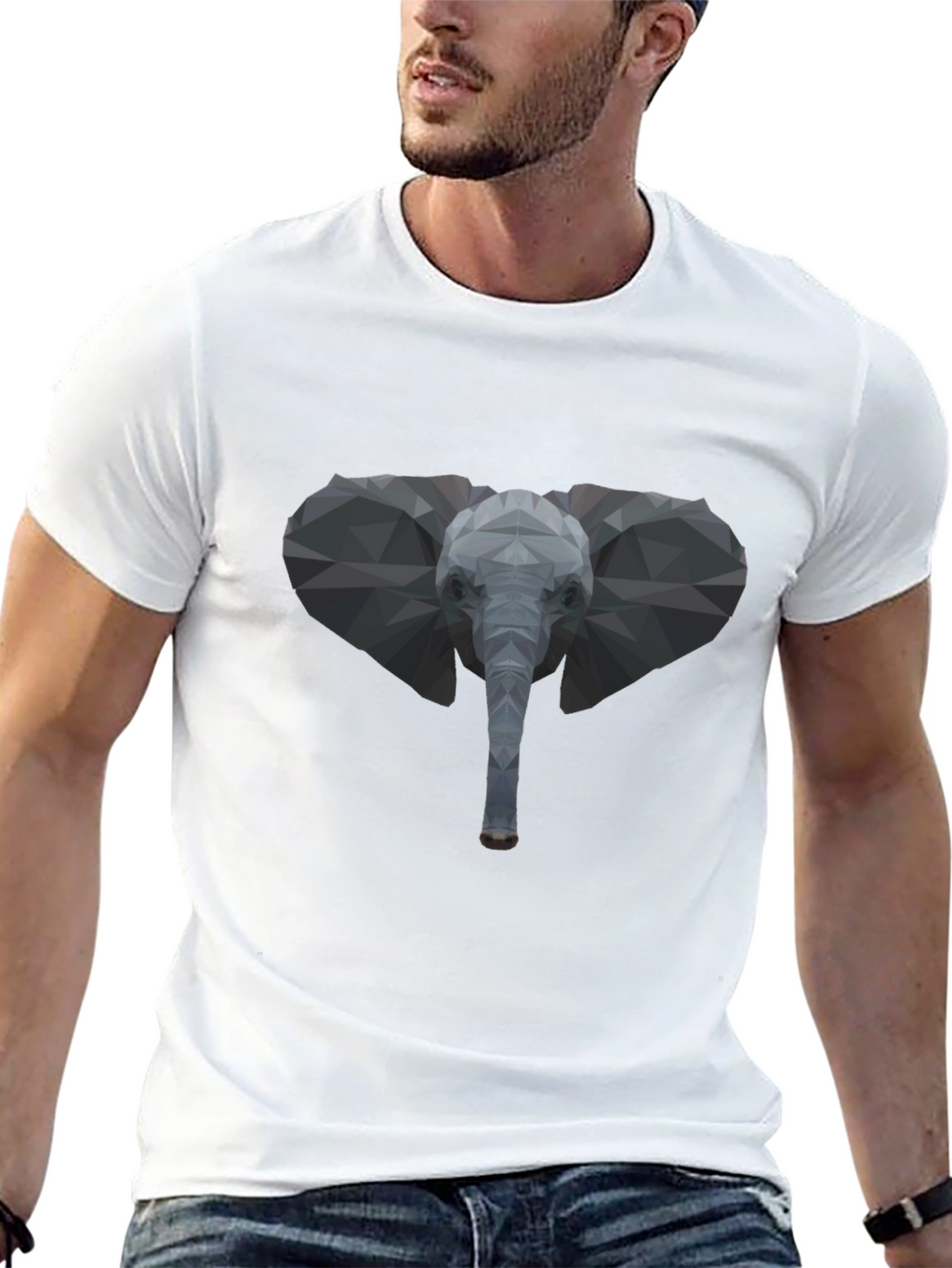 Geometric Elephant Graphic Tee - Stylish Black T-Shirt