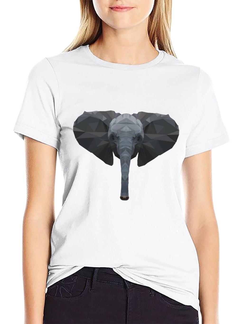 Geometric Elephant Graphic Tee - Stylish Black T-Shirt