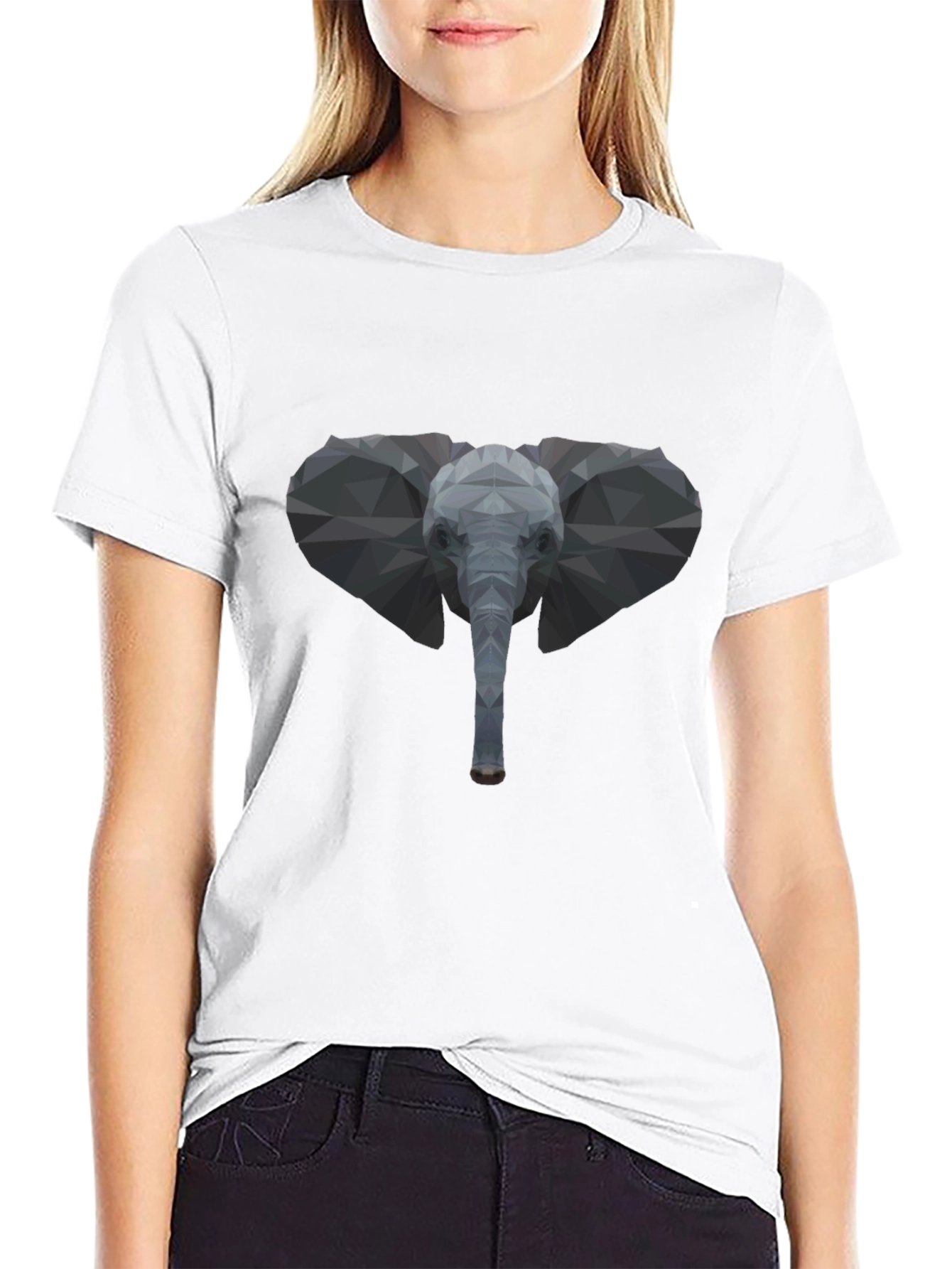 Geometric Elephant Graphic Tee - Stylish Black T-Shirt