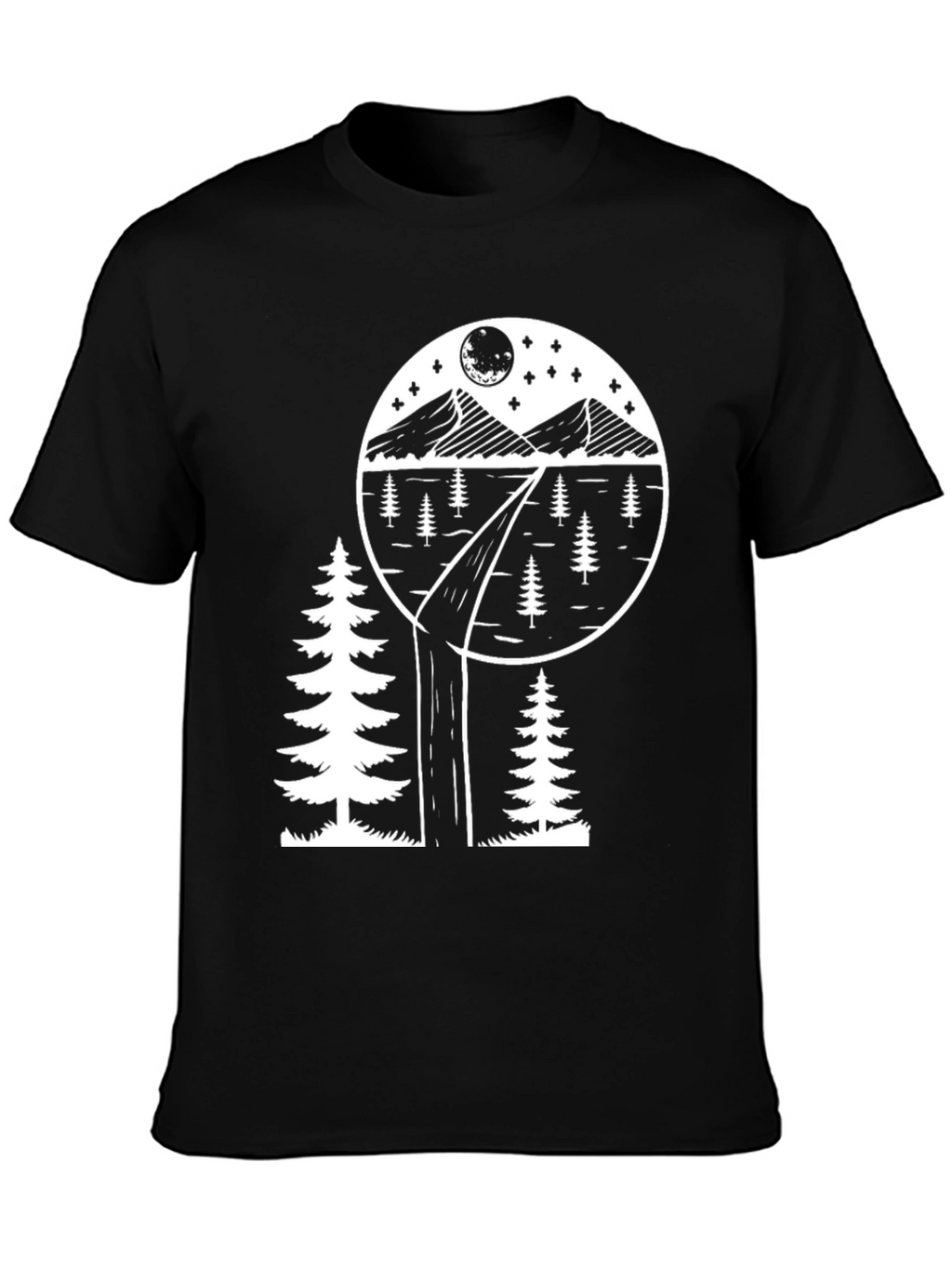 Nature Scene Graphic Tee - Black