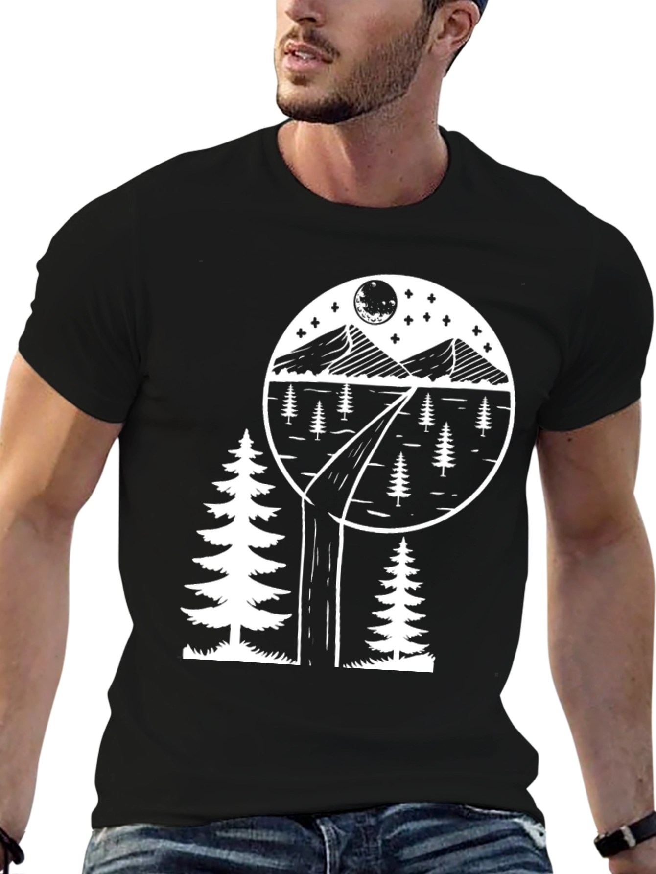 Nature Scene Graphic Tee - Black