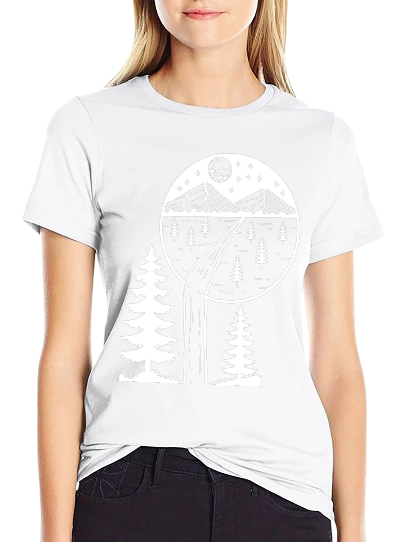 Nature Scene Graphic Tee - Black