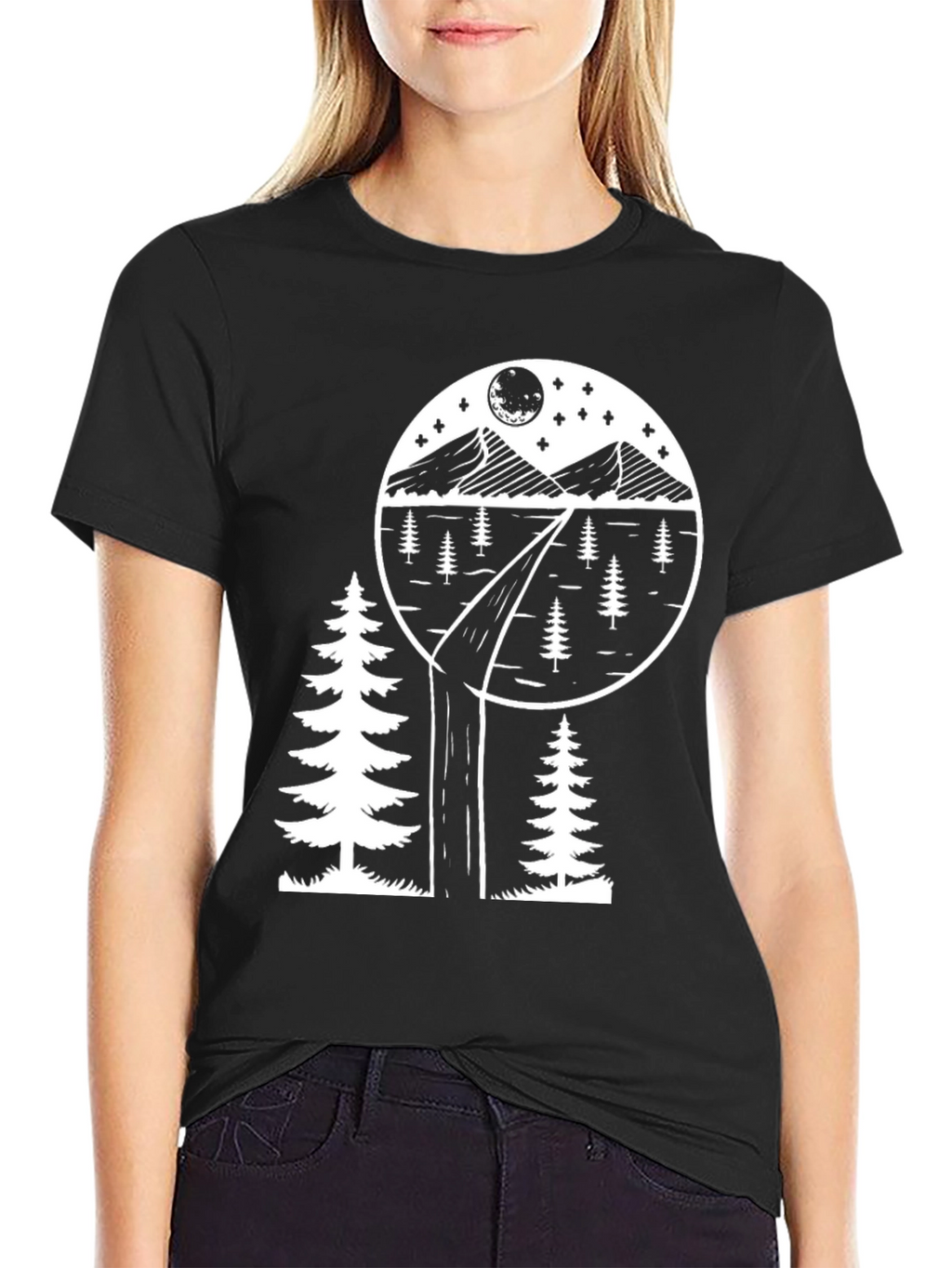 Nature Scene Graphic Tee - Black